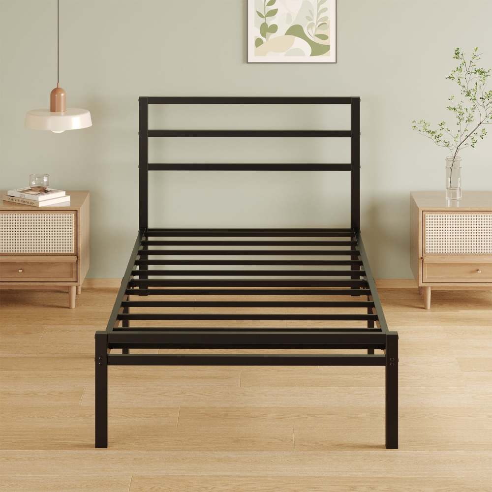 Napcenter 12 inch Twin XL Bed Frame Platform with Headboard and Footboard, Heavy Duty, No Box Spring Needed, Easy Assembly, Black
