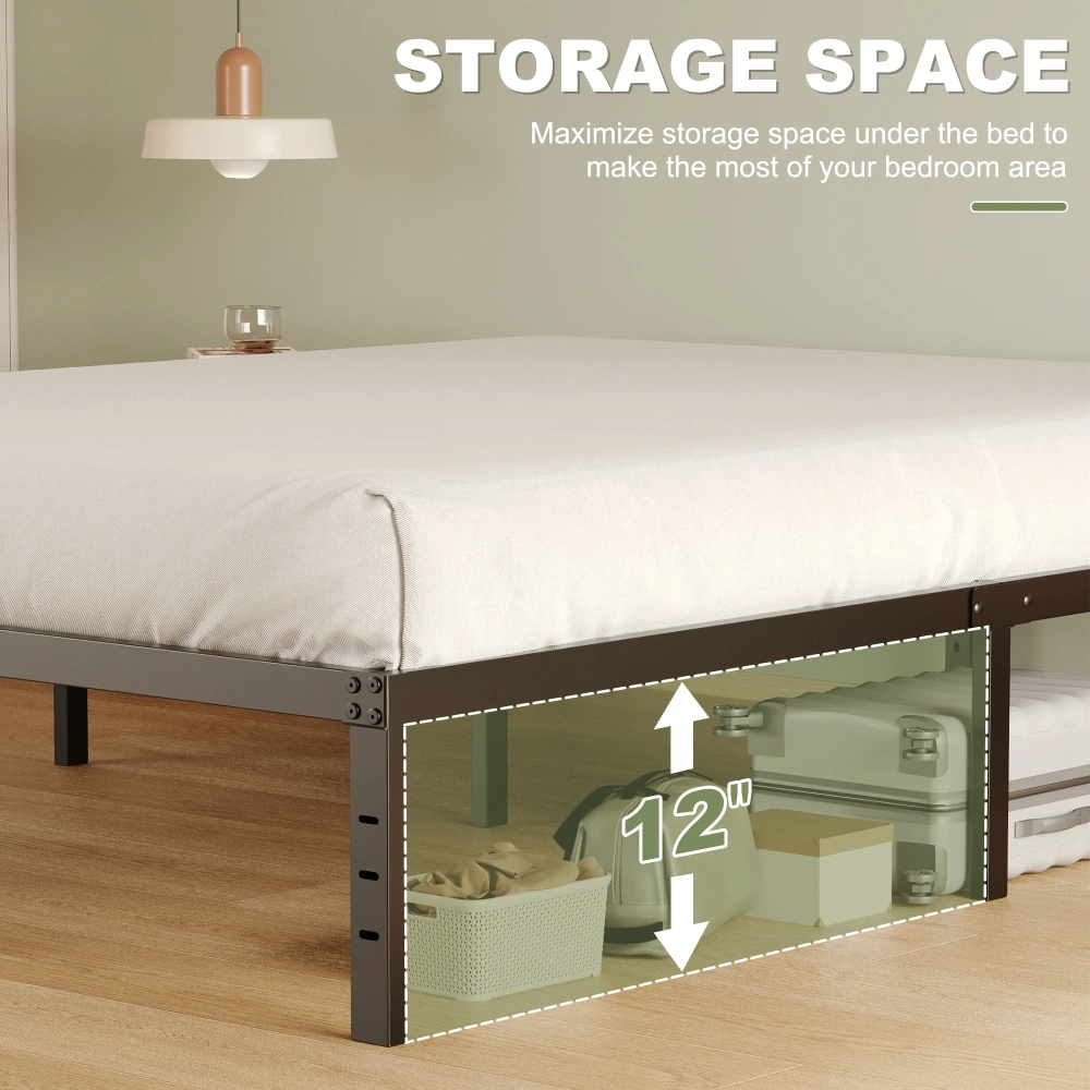 Napcenter 14" Twin Size Bed Frame, No Box Spring Needed, Metal Platform, Noise Free, Easy Assembly, Black