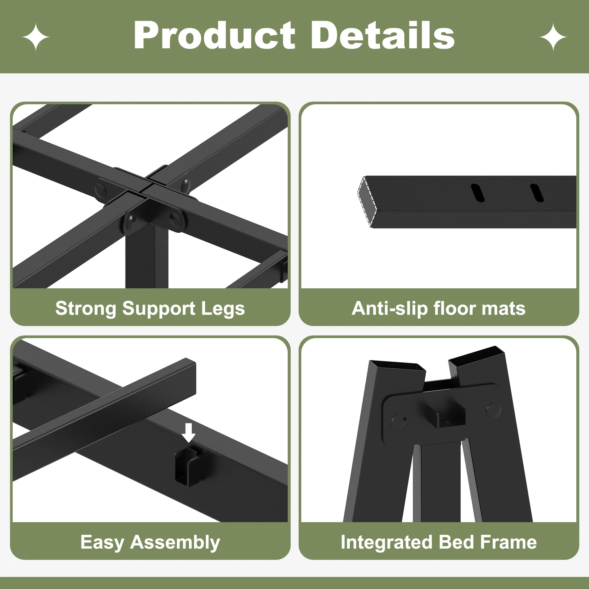 Napcenter 14" Twin Size Bed Frame, No Box Spring Needed, Metal Platform, Noise Free, Easy Assembly, Black