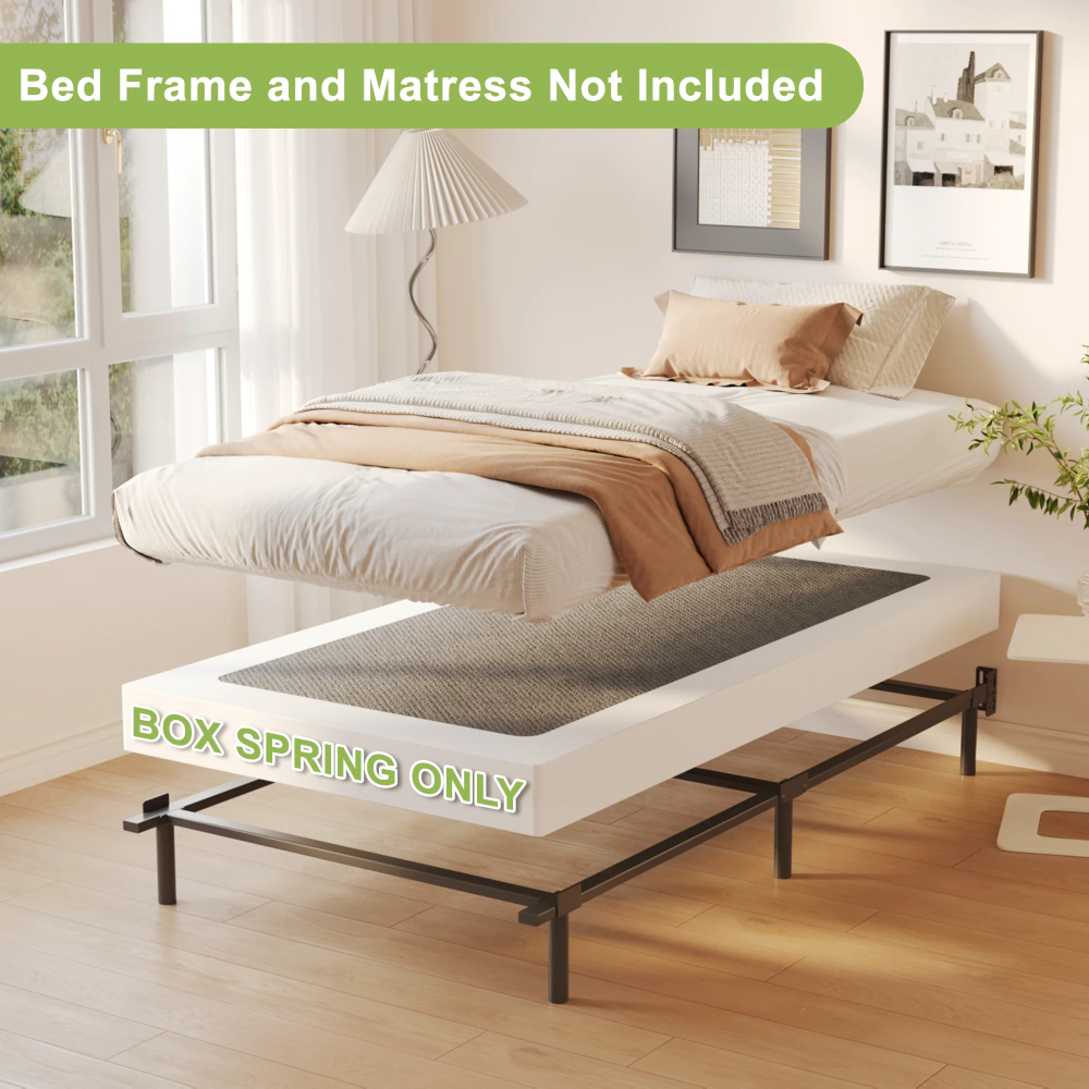 Napcenter 5 inch Twin Box Spring, Mattress Foundation, Heavy Duty Metal, Included Fabric Cover, Noise Free, Easy Assembly