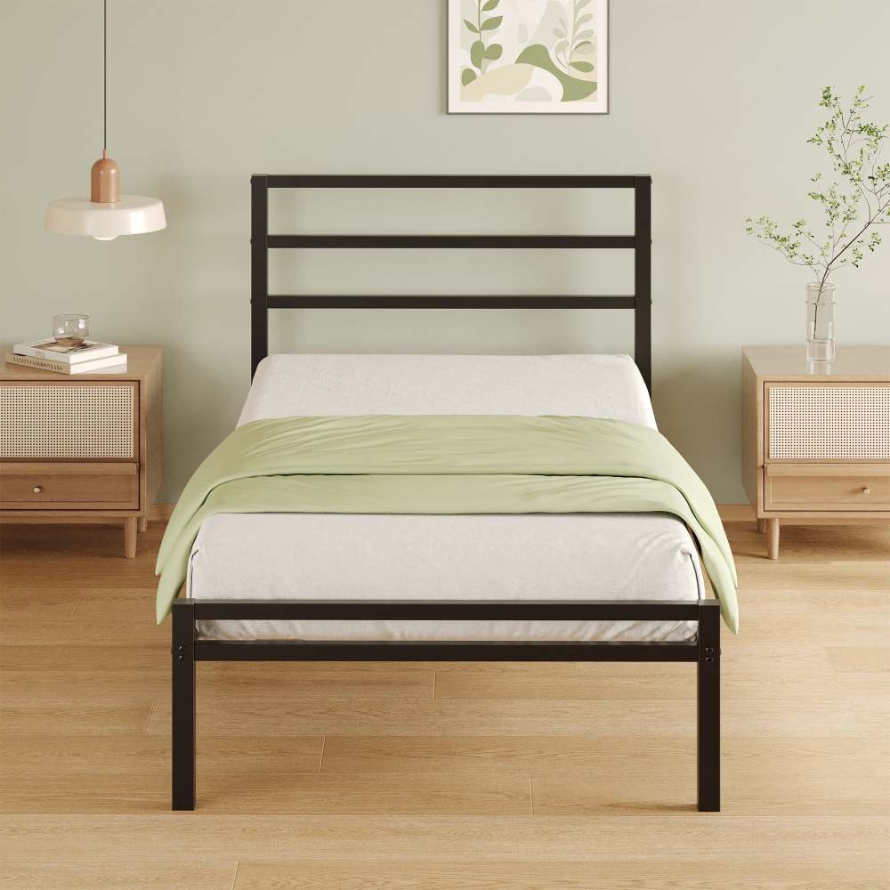 Napcenter 12 inch Twin XL Bed Frame Platform with Headboard and Footboard, Heavy Duty, No Box Spring Needed, Easy Assembly, Black