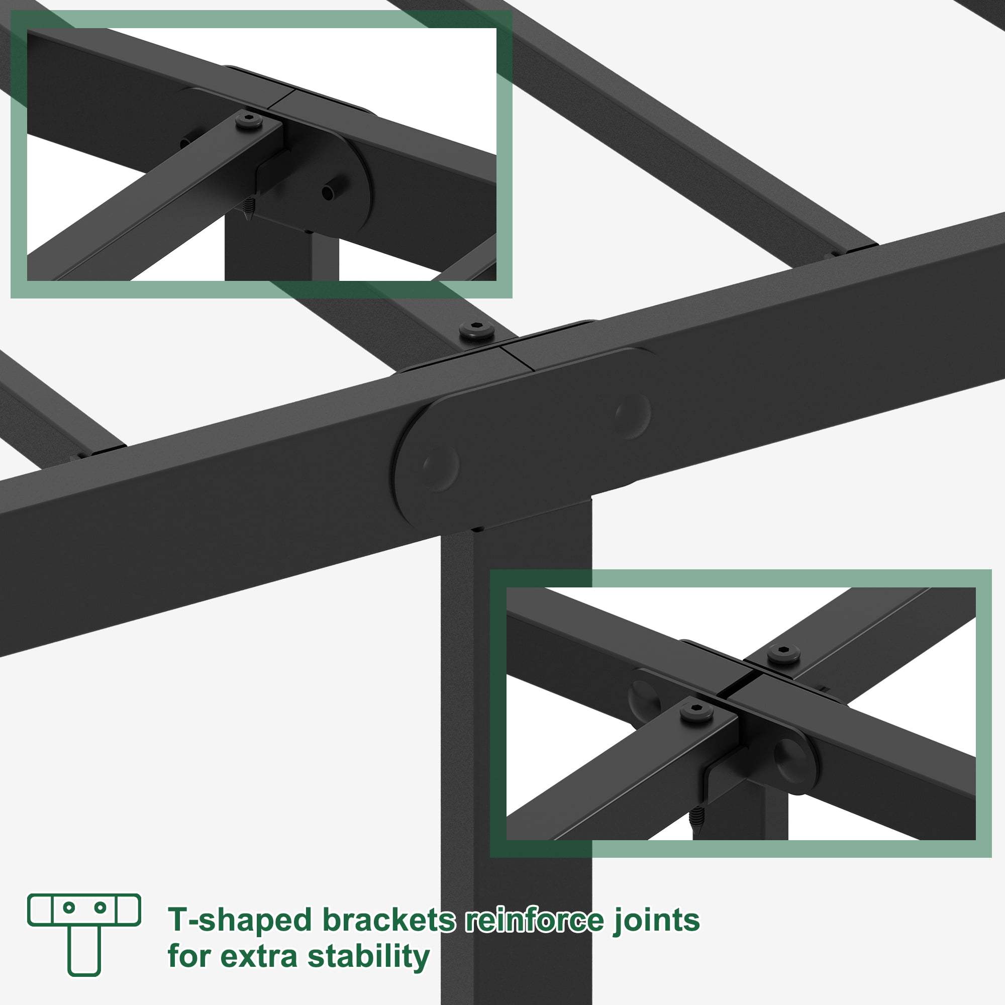 Napcenter 12 inch Twin XL Bed Frame Platform with Headboard and Footboard, Heavy Duty, No Box Spring Needed, Easy Assembly, Black
