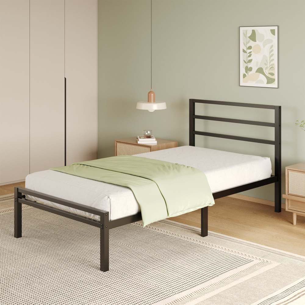 Napcenter 12 inch Twin XL Bed Frame Platform with Headboard and Footboard, Heavy Duty, No Box Spring Needed, Easy Assembly, Black