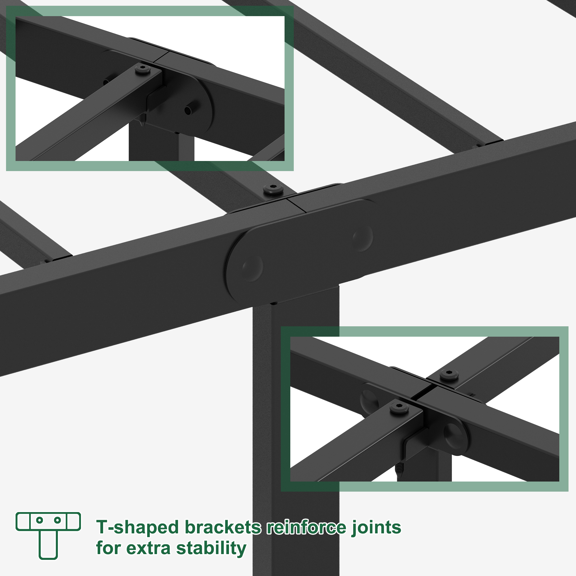 Napcenter 12 inch Bed Frame Platform with Headboard and Footboard, Heavy Duty, No Box Spring Needed, Easy Assembly, Black