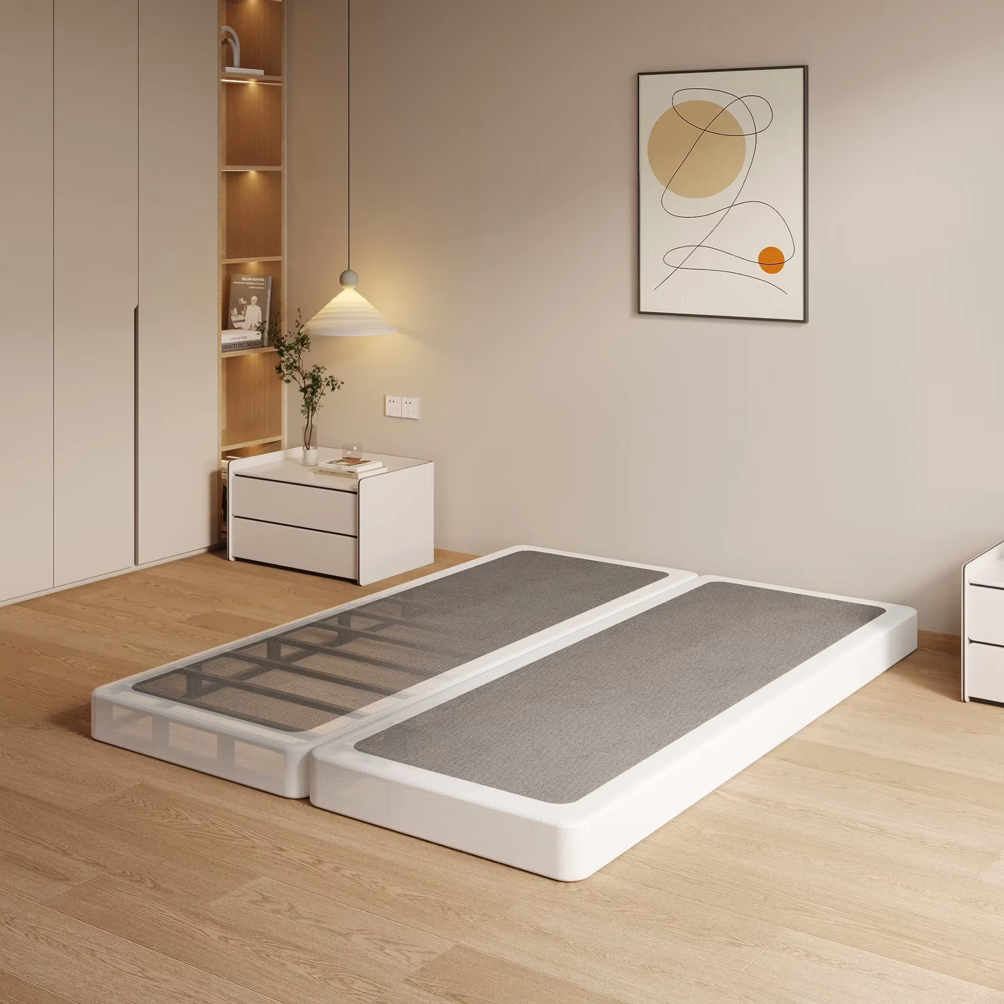 Maenizi Twin XL Bed Frame with Upholstered Headboard, 18 inch Tall Twin XL Bed Frames, Steel Slat Support, Noise Free, No Box Spring Needed, Easy Assembly, Black