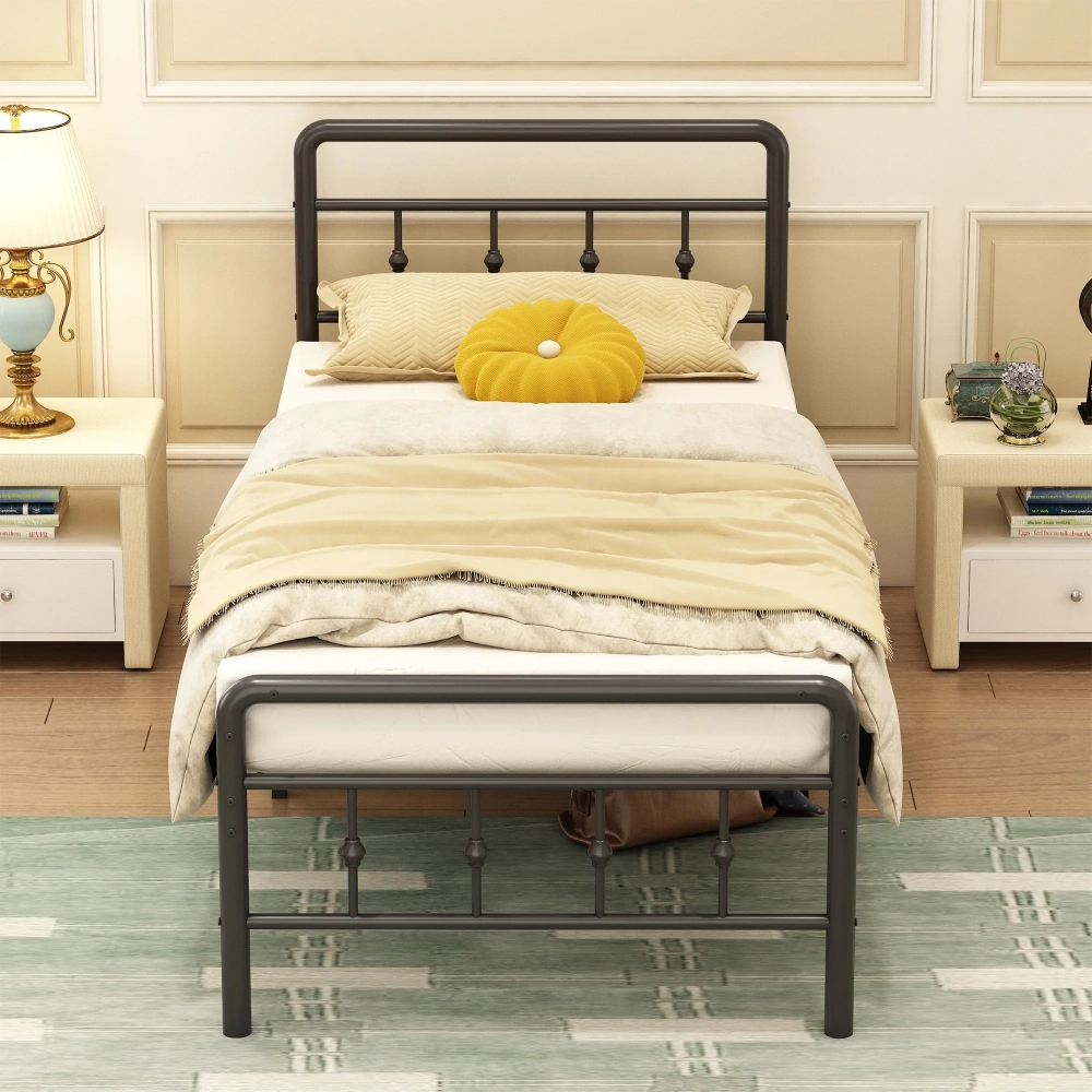 Maenizi 18 inch Twin XL Bed Frames with Headboard and Footboard, Heavy Duty Metal Twin XL Platform Bed Frame No Box Spring Needed, Easy Assembly, Under Bed Storage, Noise Free, Black