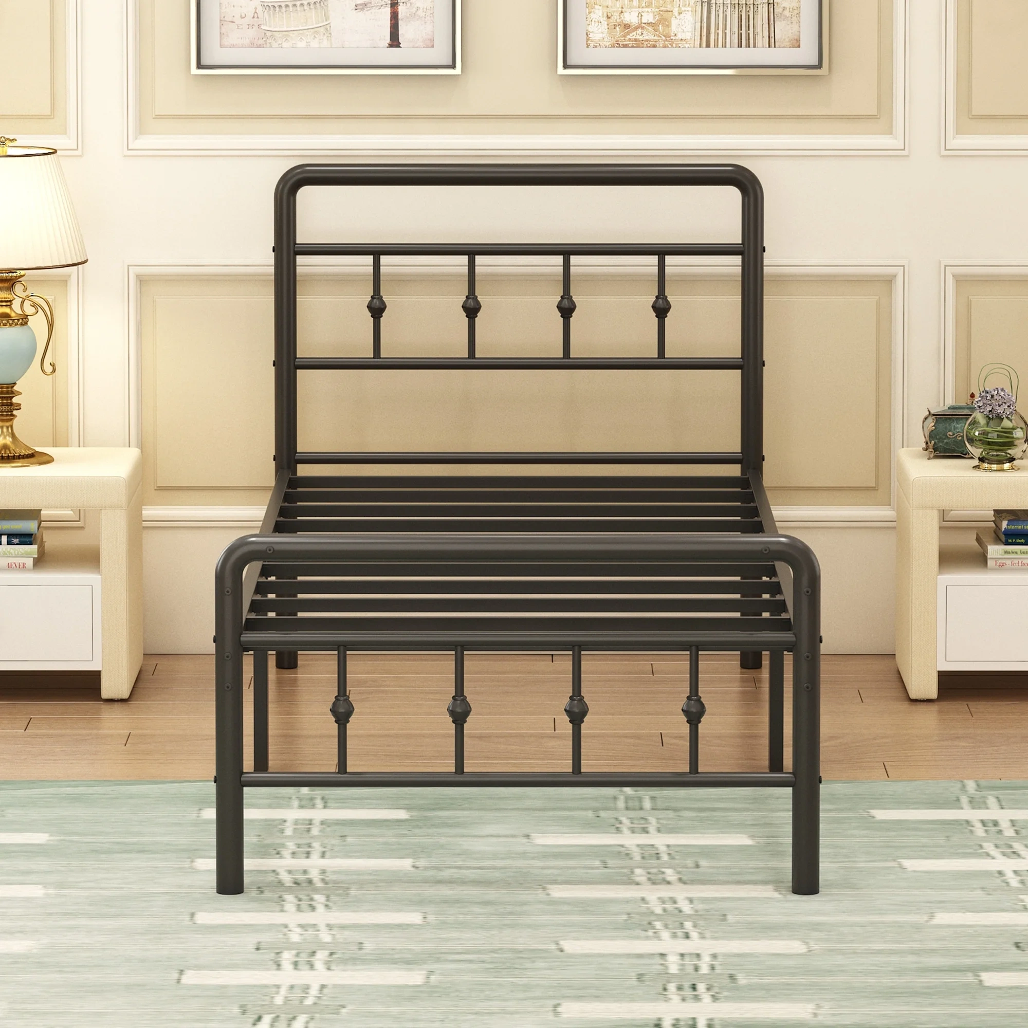 Maenizi 18 inch Twin XL Bed Frames with Headboard and Footboard, Heavy Duty Metal Twin XL Platform Bed Frame No Box Spring Needed, Easy Assembly, Under Bed Storage, Noise Free, Black