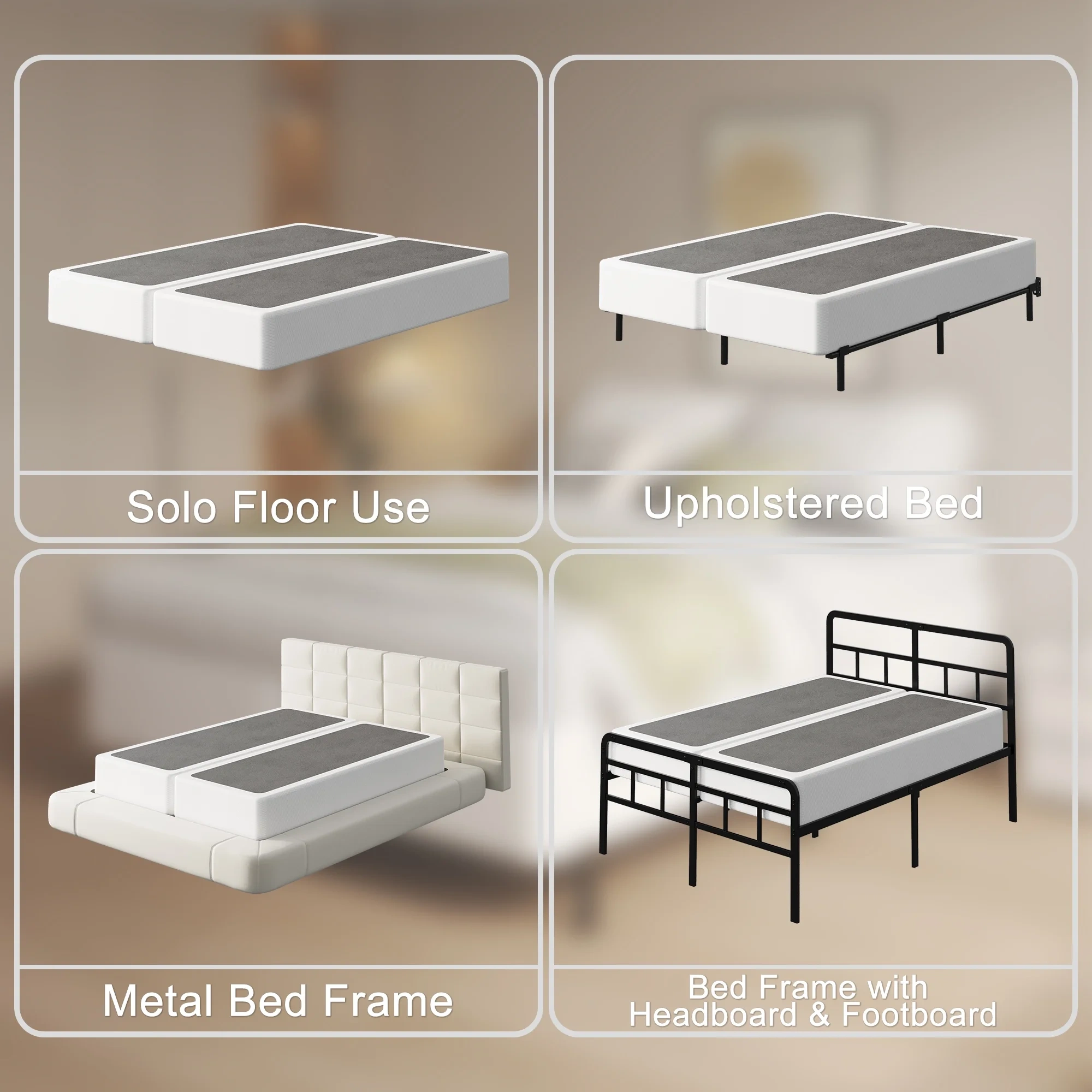 Maenizi Twin XL Bed Frame with Upholstered Headboard, 18 inch Tall Twin XL Bed Frames, Steel Slat Support, Noise Free, No Box Spring Needed, Easy Assembly, Black