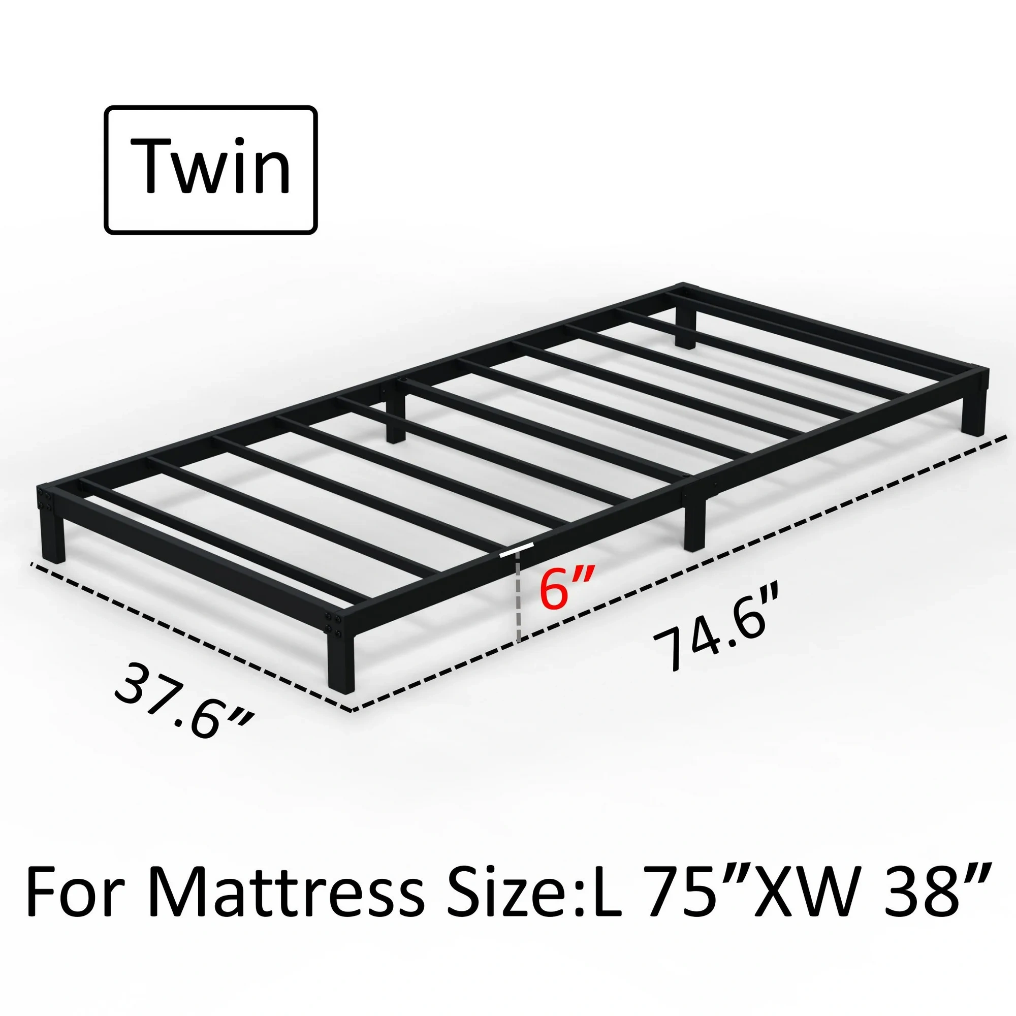 Maenizi 20 inch Queen Bed Frame No Box Spring Needed, Heavy Duty Metal Queen Platform Bed Frame Support Up to 3000 lbs, Easy Assembly, Noise Free, Black