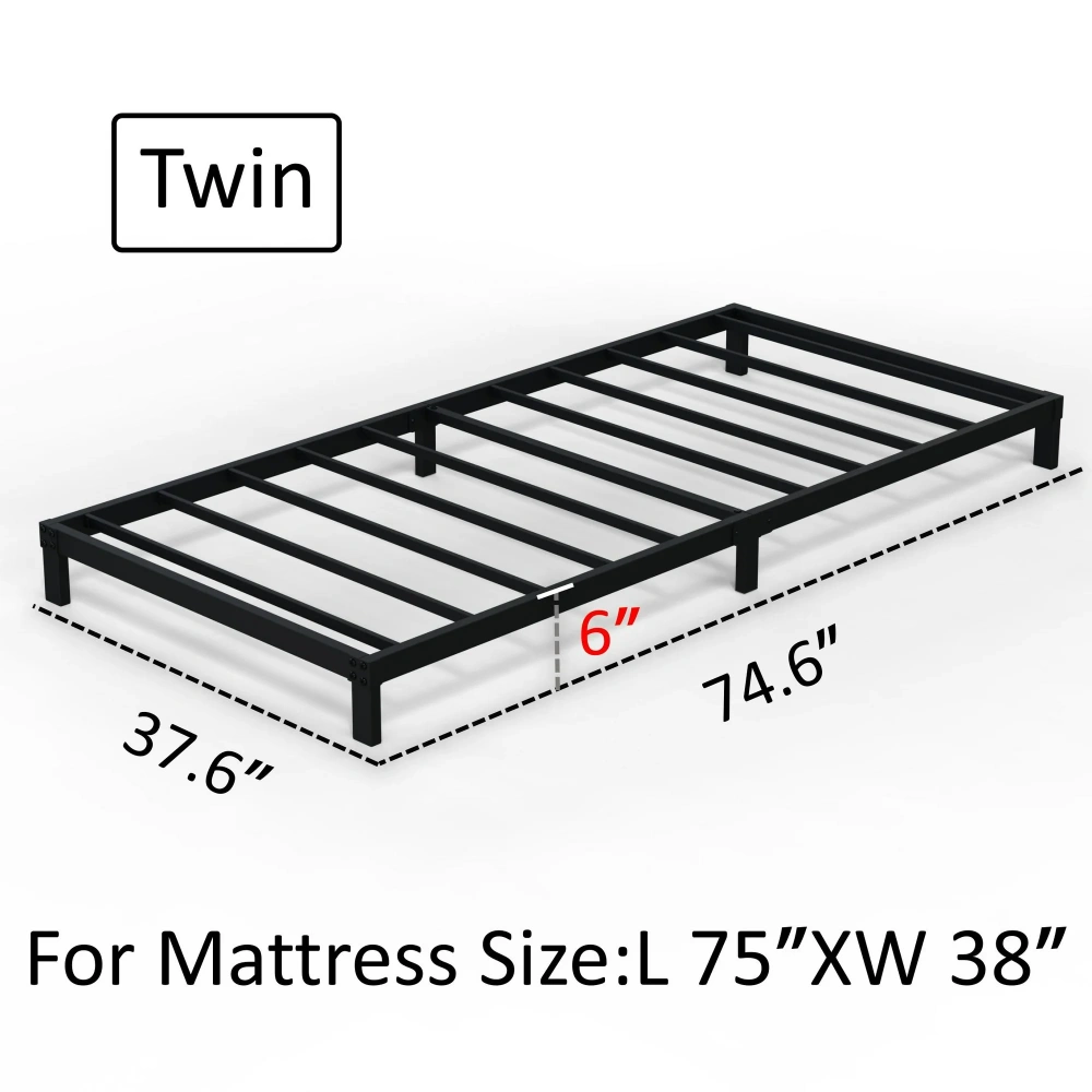 Maenizi 20 inch Queen Bed Frame No Box Spring Needed, Heavy Duty Metal Queen Platform Bed Frame Support Up to 3000 lbs, Easy Assembly, Noise Free, Black