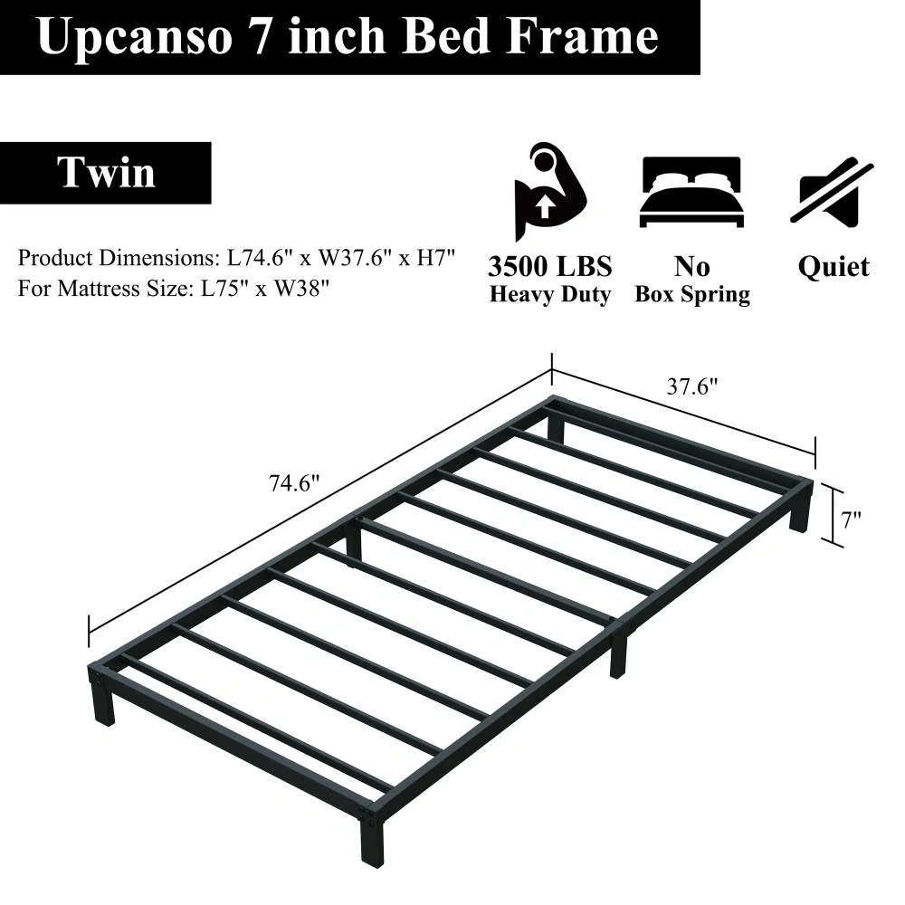 Maenizi 20 inch Queen Bed Frame No Box Spring Needed, Heavy Duty Metal Queen Platform Bed Frame Support Up to 3000 lbs, Easy Assembly, Noise Free, Black