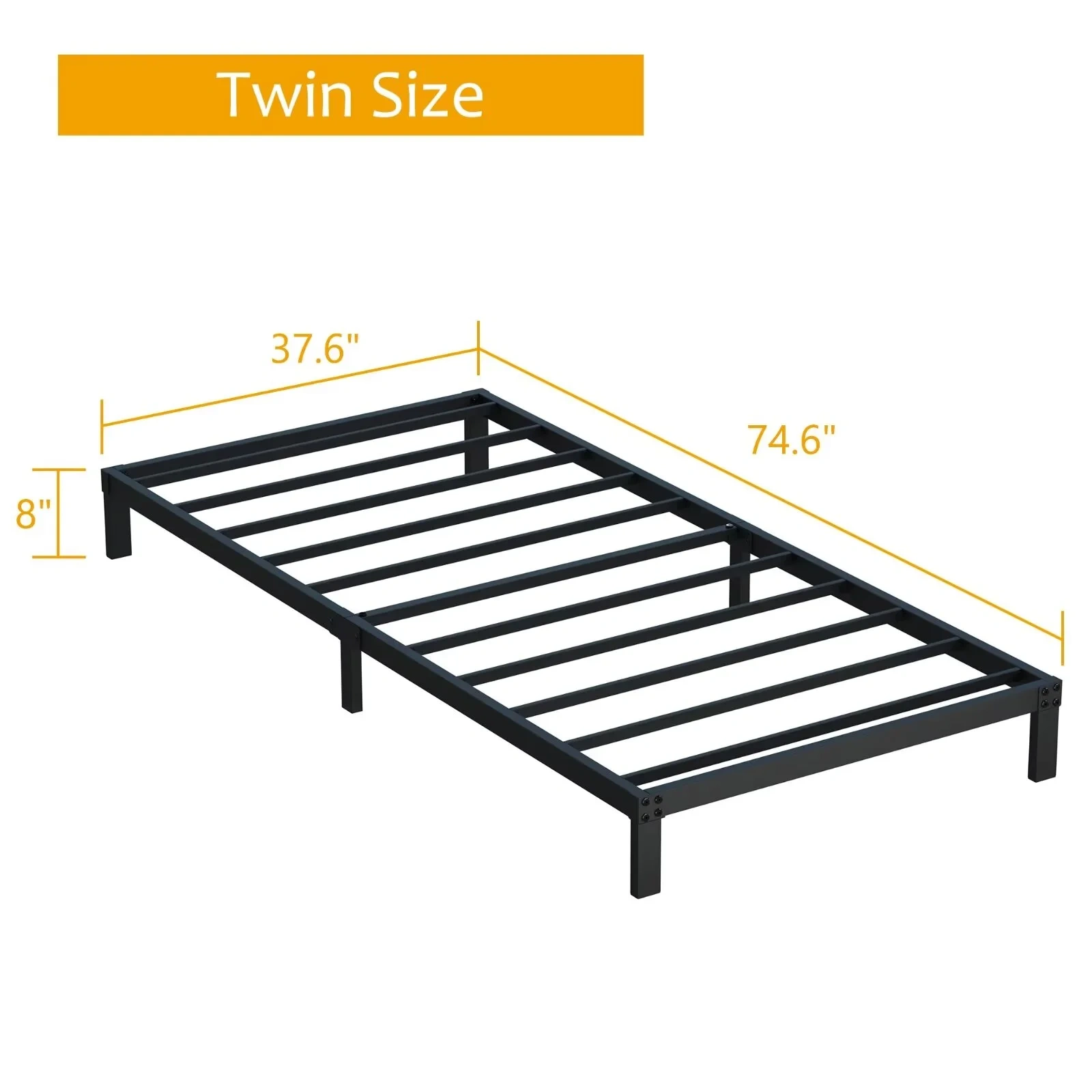 Maenizi 20 inch Queen Bed Frame No Box Spring Needed, Heavy Duty Metal Queen Platform Bed Frame Support Up to 3000 lbs, Easy Assembly, Noise Free, Black