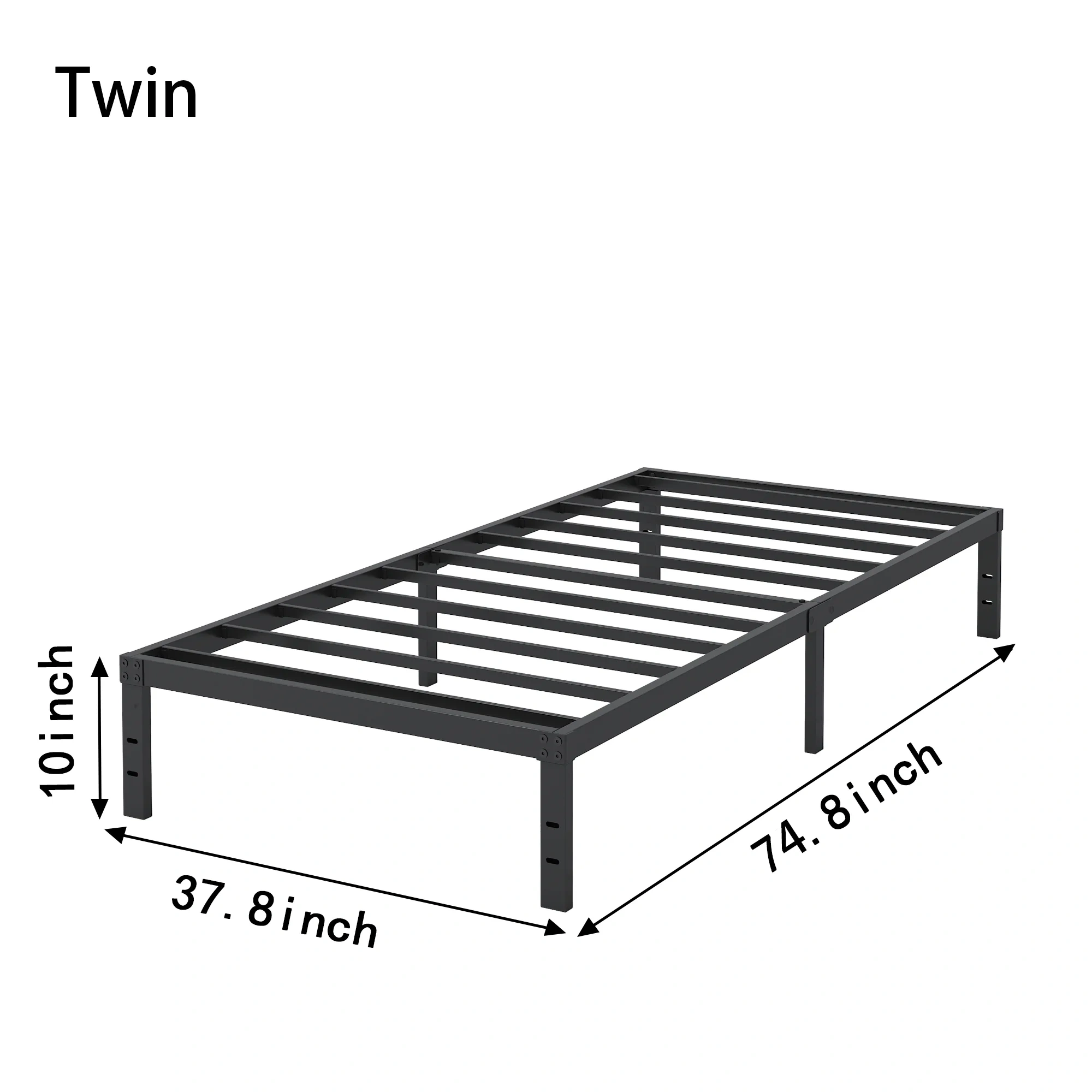 Maenizi 20 inch Queen Bed Frame No Box Spring Needed, Heavy Duty Metal Queen Platform Bed Frame Support Up to 3000 lbs, Easy Assembly, Noise Free, Black