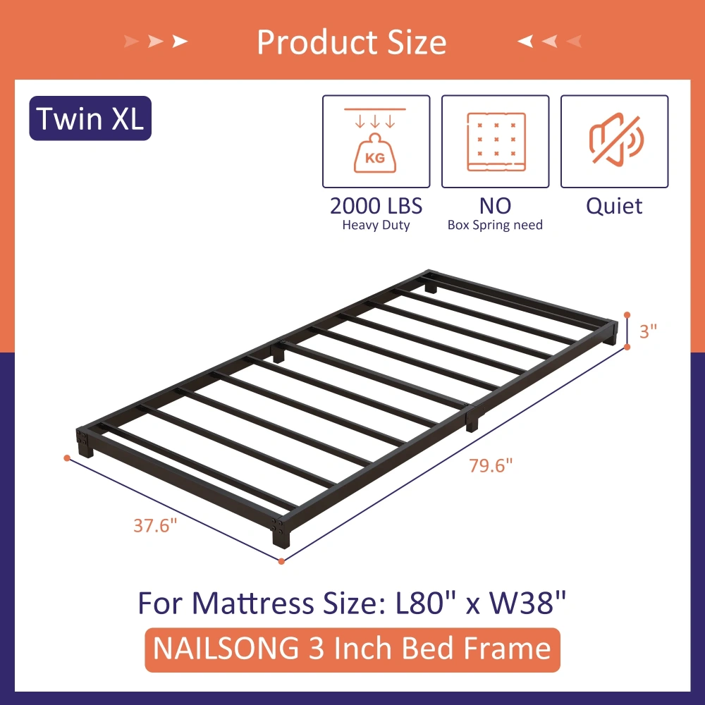 Maenizi 20 inch Queen Bed Frame No Box Spring Needed, Heavy Duty Metal Queen Platform Bed Frame Support Up to 3000 lbs, Easy Assembly, Noise Free, Black