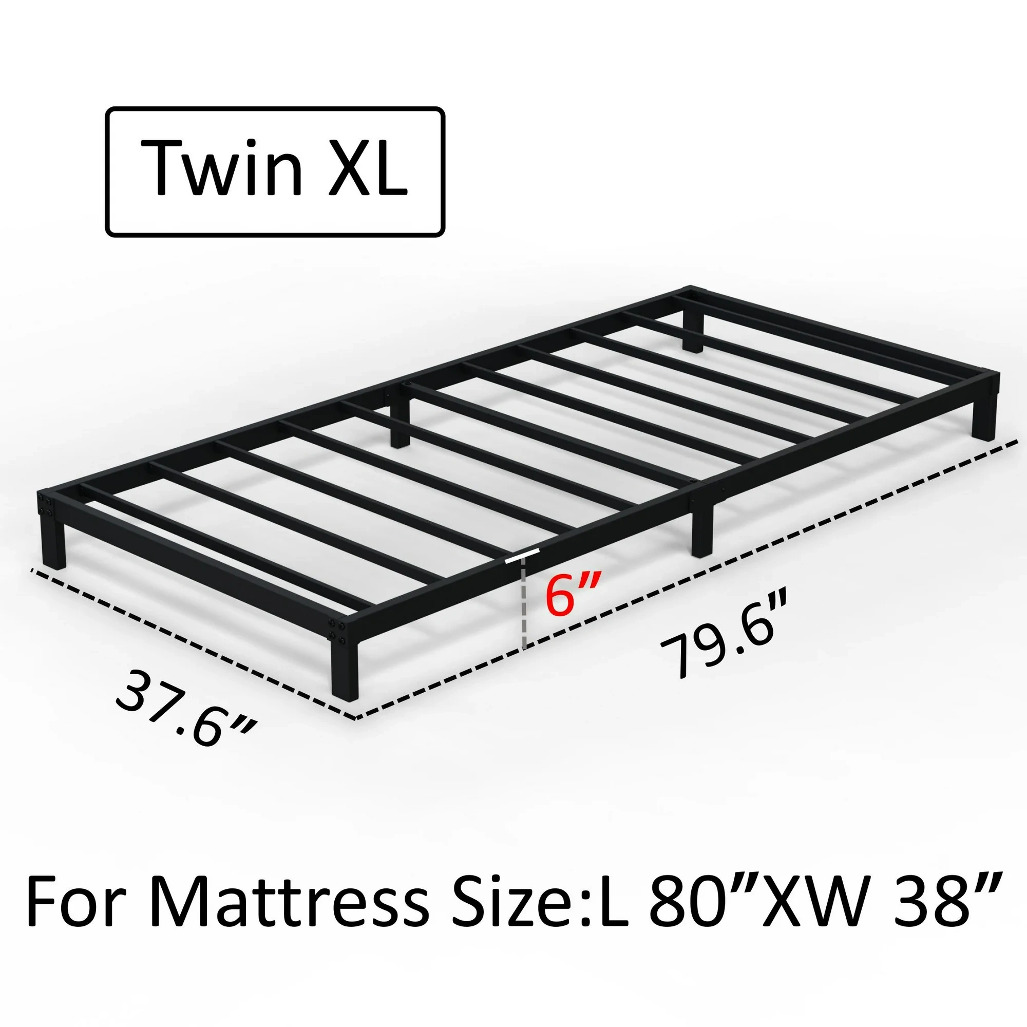 Maenizi 20 inch Queen Bed Frame No Box Spring Needed, Heavy Duty Metal Queen Platform Bed Frame Support Up to 3000 lbs, Easy Assembly, Noise Free, Black