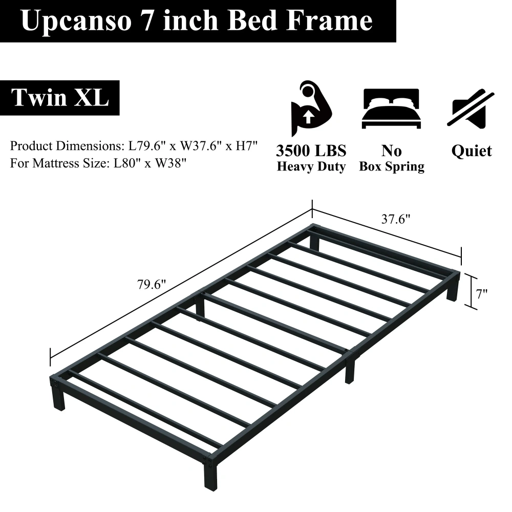 Maenizi 20 inch Queen Bed Frame No Box Spring Needed, Heavy Duty Metal Queen Platform Bed Frame Support Up to 3000 lbs, Easy Assembly, Noise Free, Black
