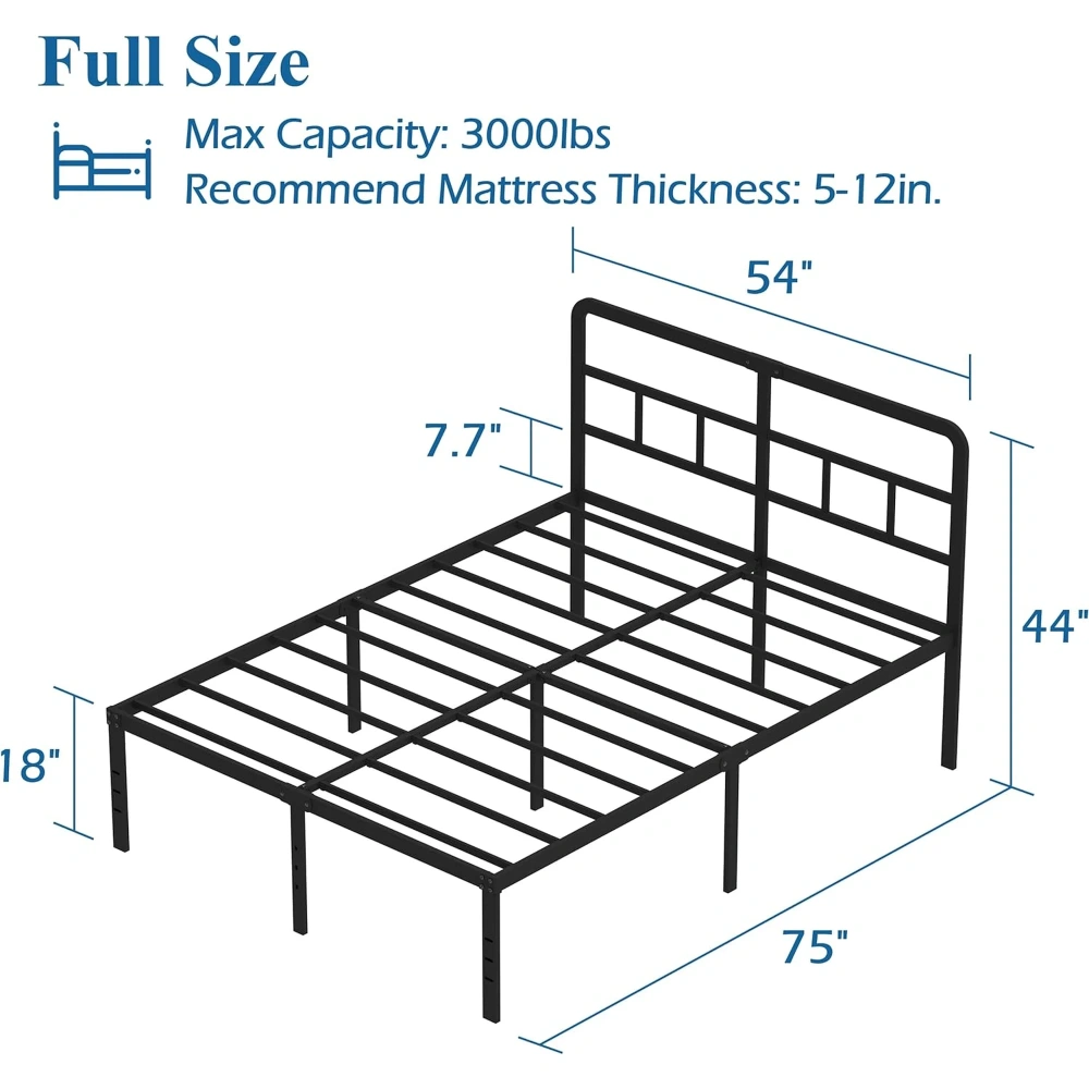 Maenizi Twin XL 12 inch Twin XL Metal Bed Frame No Box Spring Needed, Heavy Duty Metal Slats, Noise Free, Easy Assemble, Black