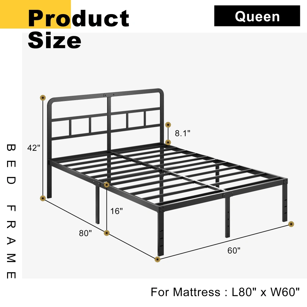 Maenizi Twin XL 12 inch Twin XL Metal Bed Frame No Box Spring Needed, Heavy Duty Metal Slats, Noise Free, Easy Assemble, Black
