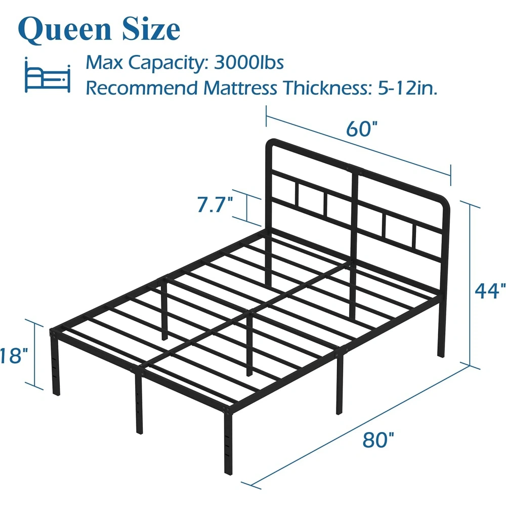 Maenizi Twin XL 12 inch Twin XL Metal Bed Frame No Box Spring Needed, Heavy Duty Metal Slats, Noise Free, Easy Assemble, Black