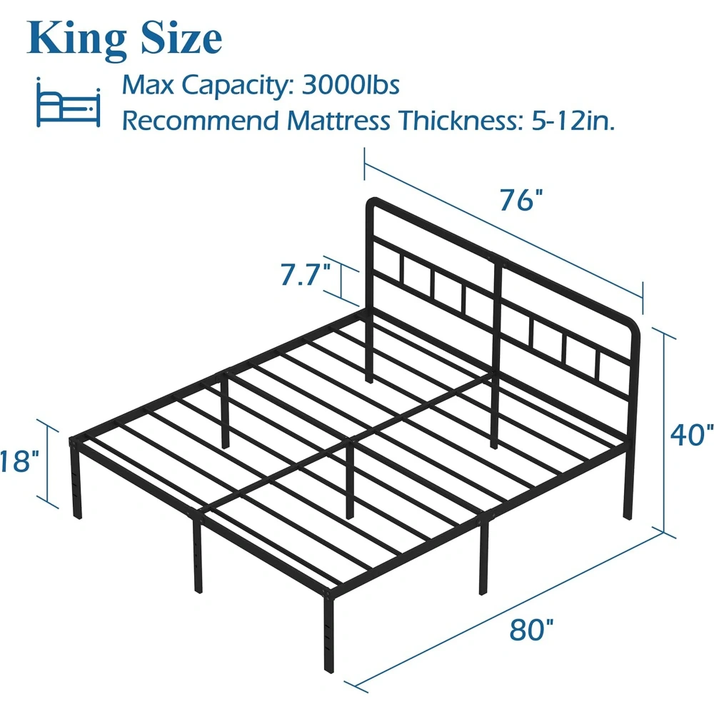 Maenizi Twin XL 12 inch Twin XL Metal Bed Frame No Box Spring Needed, Heavy Duty Metal Slats, Noise Free, Easy Assemble, Black