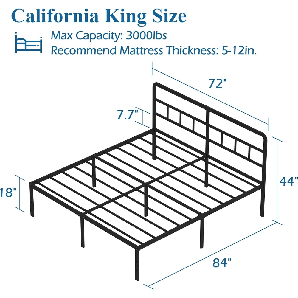 Maenizi Twin XL 12 inch Twin XL Metal Bed Frame No Box Spring Needed, Heavy Duty Metal Slats, Noise Free, Easy Assemble, Black