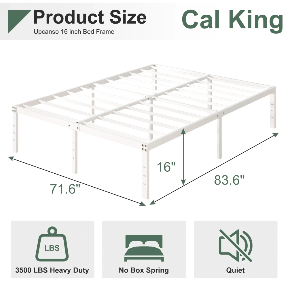 Maenize 18 inch Queen Bed Frame Heavy Duty Metal Platform No Box Spring Needed, Maximum Storage, Easy Assembly, Noise Free, White