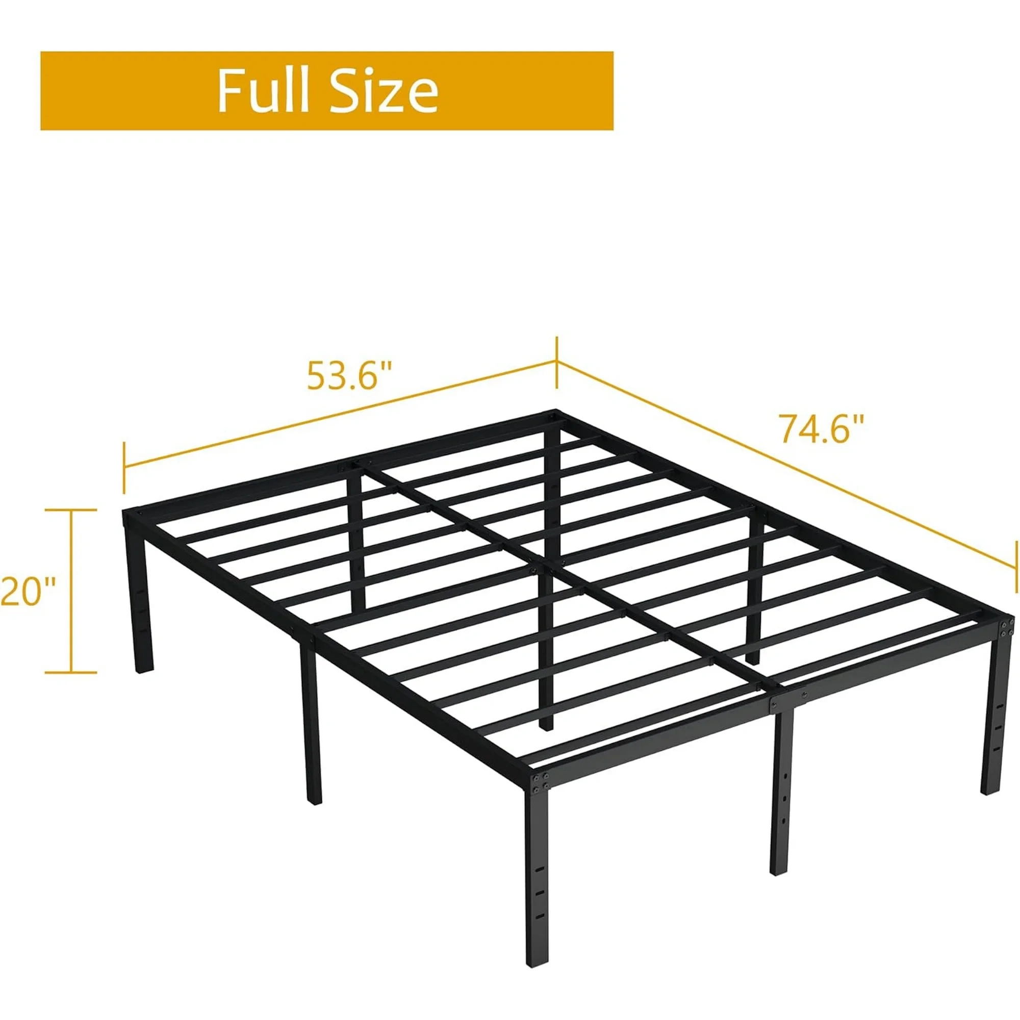 Maenizi 20 inch Queen Bed Frame No Box Spring Needed, Heavy Duty Metal Queen Platform Bed Frame Support Up to 3000 lbs, Easy Assembly, Noise Free, Black