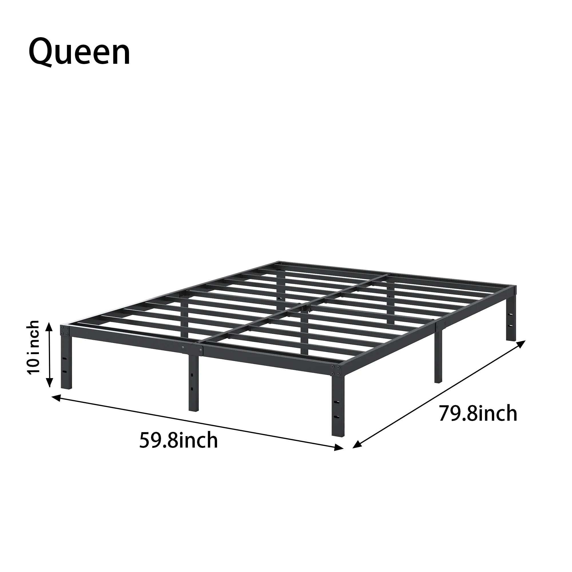 Maenizi 20 inch Queen Bed Frame No Box Spring Needed, Heavy Duty Metal Queen Platform Bed Frame Support Up to 3000 lbs, Easy Assembly, Noise Free, Black