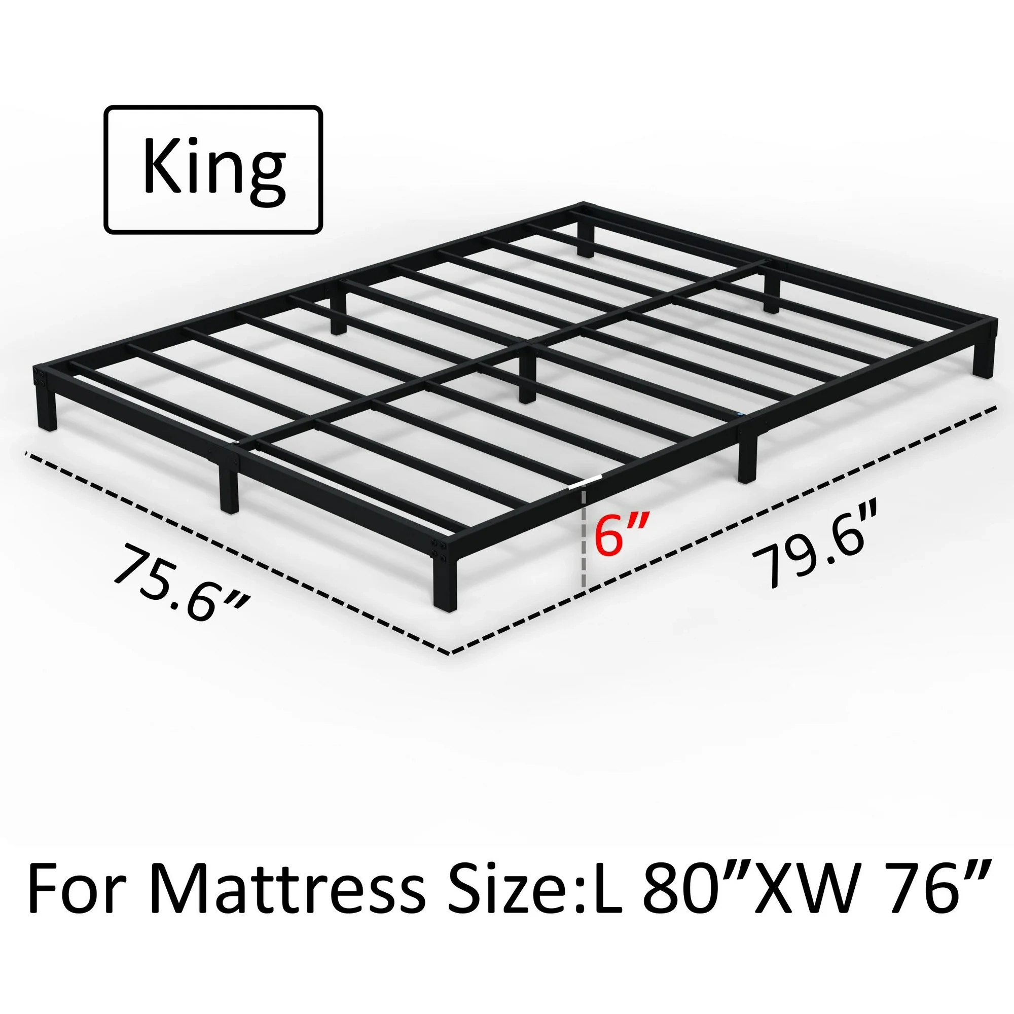 Maenizi 20 inch Queen Bed Frame No Box Spring Needed, Heavy Duty Metal Queen Platform Bed Frame Support Up to 3000 lbs, Easy Assembly, Noise Free, Black