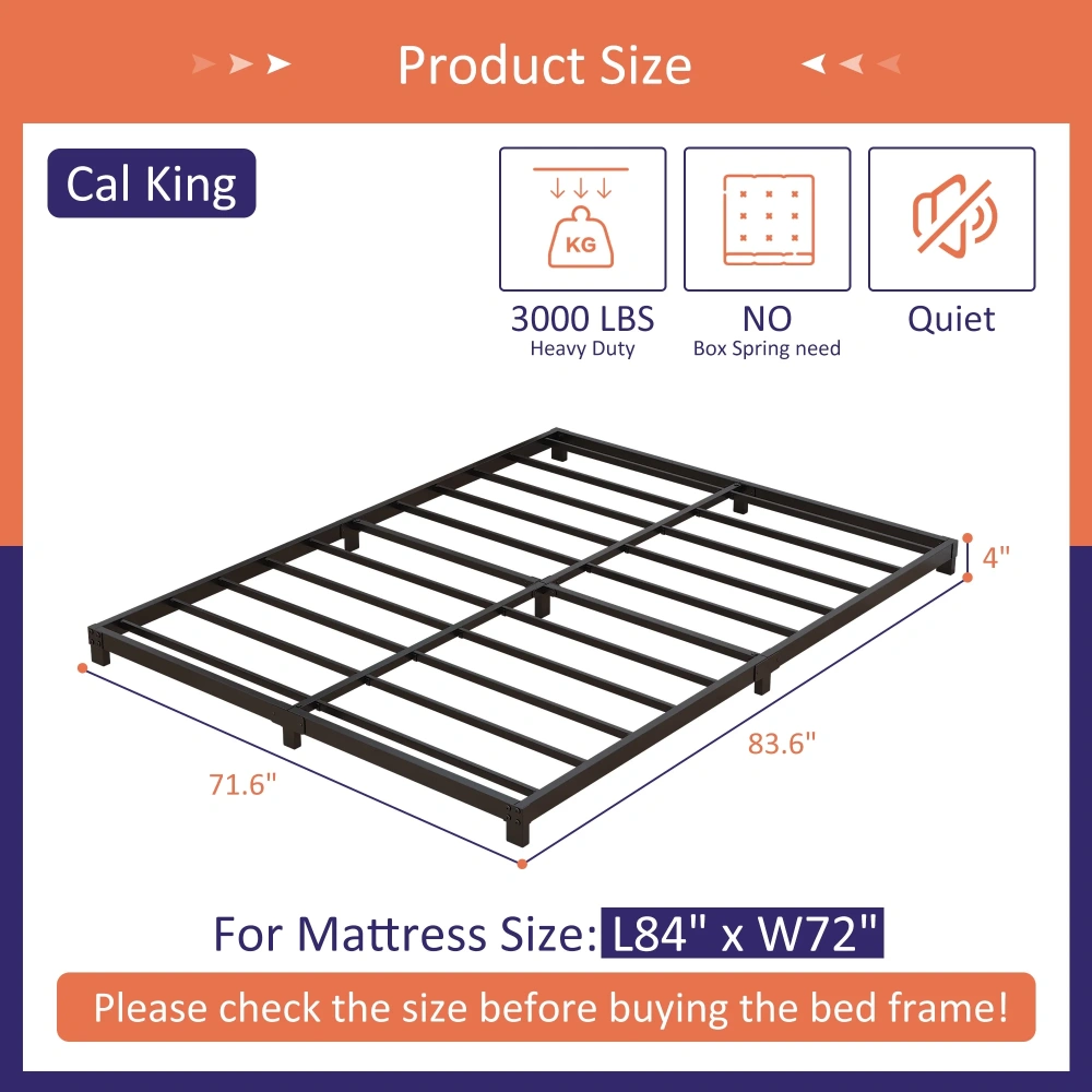 Maenizi 20 inch Queen Bed Frame No Box Spring Needed, Heavy Duty Metal Queen Platform Bed Frame Support Up to 3000 lbs, Easy Assembly, Noise Free, Black