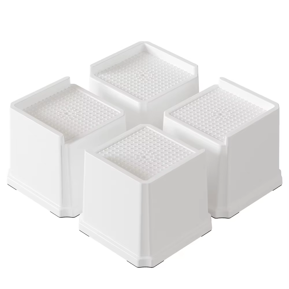 Maenizi Bed Risers 4 inch Heavy Duty L Shaped Furniture Risers for Sofas, Chair Risers Sofa Risers Table Risers Set of 4 Pack, White