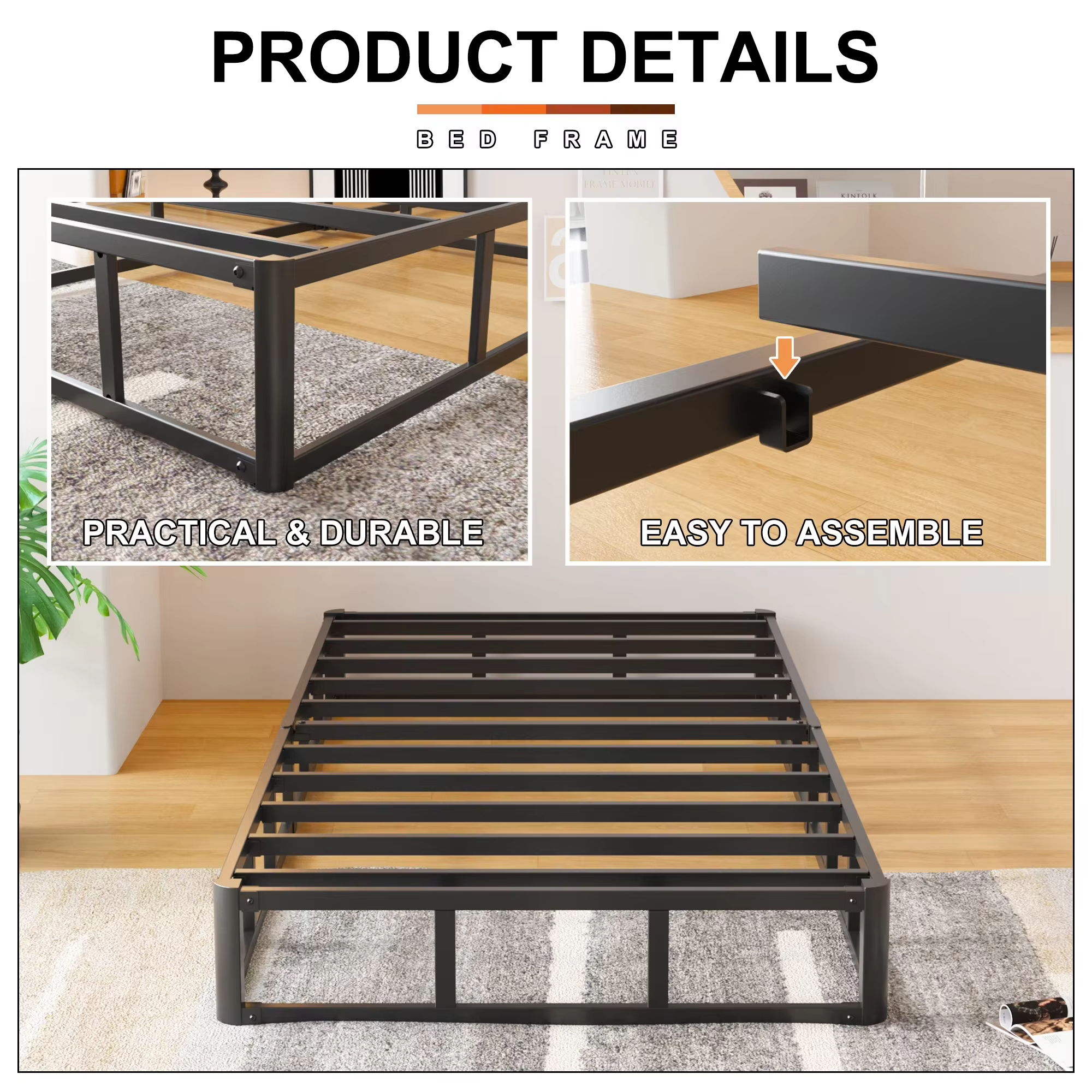 Maenizi 7 Inch Twin Box Spring, Heavy Duty Metal Box Spring Bed Base with Fabric Cover, Mattress Foundation, Easy Assembly, Noise Free, Black