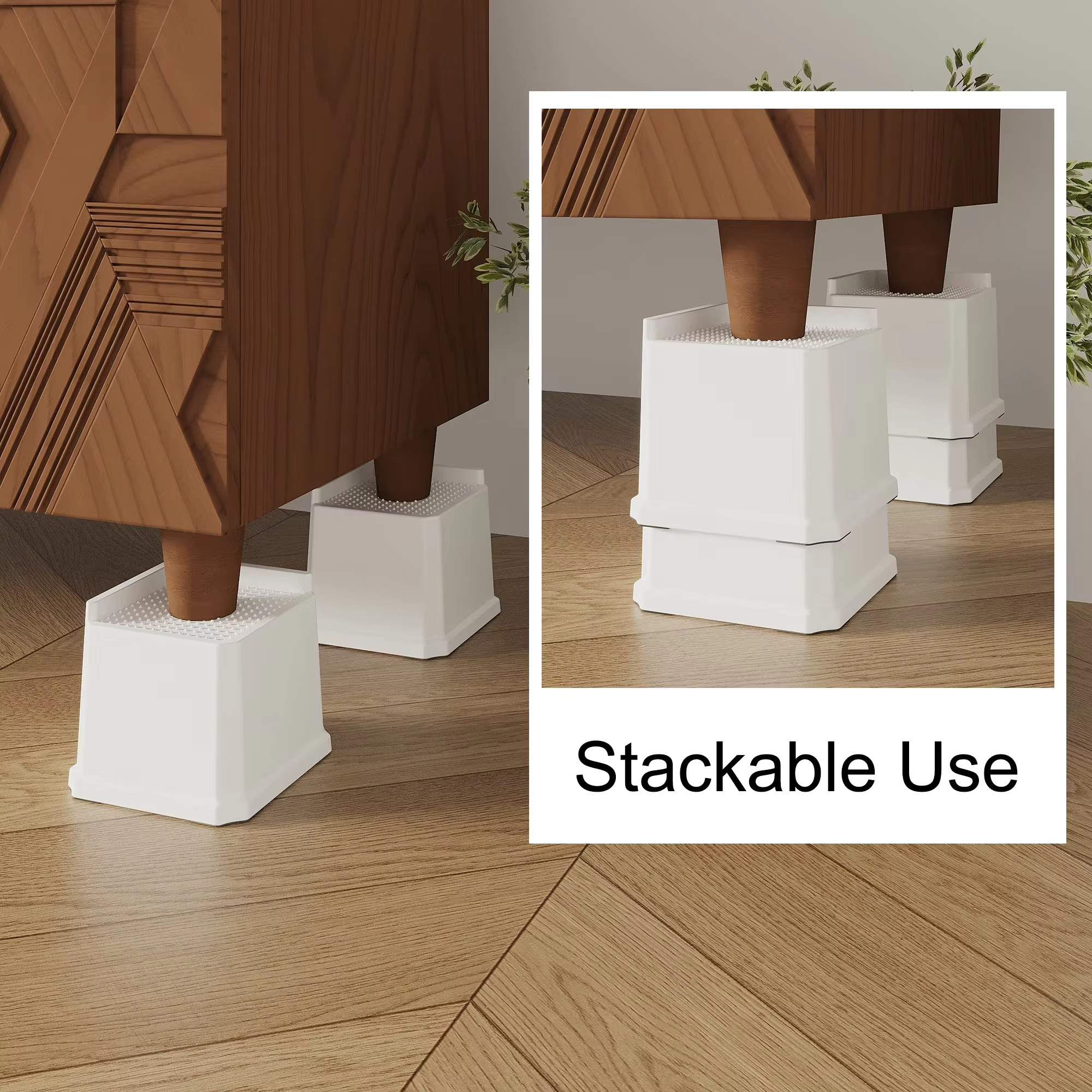 Maenizi Bed Risers 4 inch Heavy Duty L Shaped Furniture Risers for Sofas, Chair Risers Sofa Risers Table Risers Set of 4 Pack, White