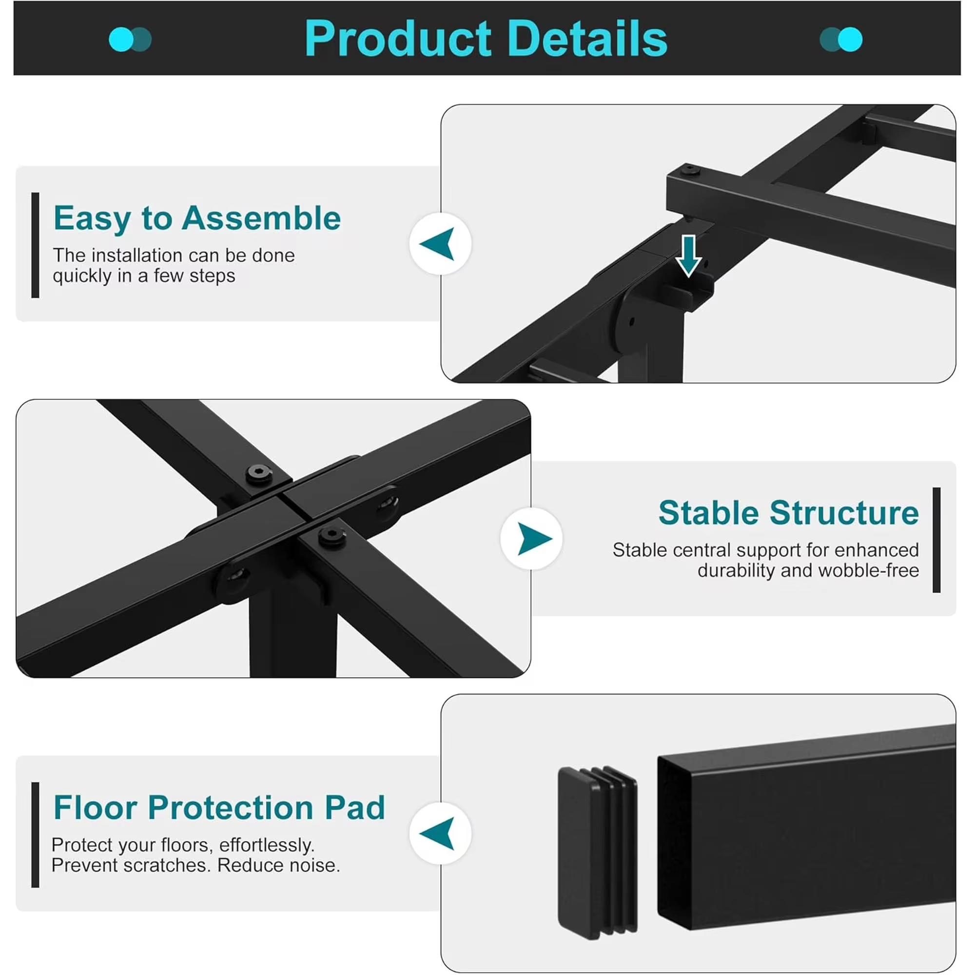 Maenize 14 inch Twin Bed Frames No Box Spring Needed, Heavy Duty Metal Twin Platform Bed Frame with Large Underbed Storage Space, Noise Free, Easy Assembly, Black