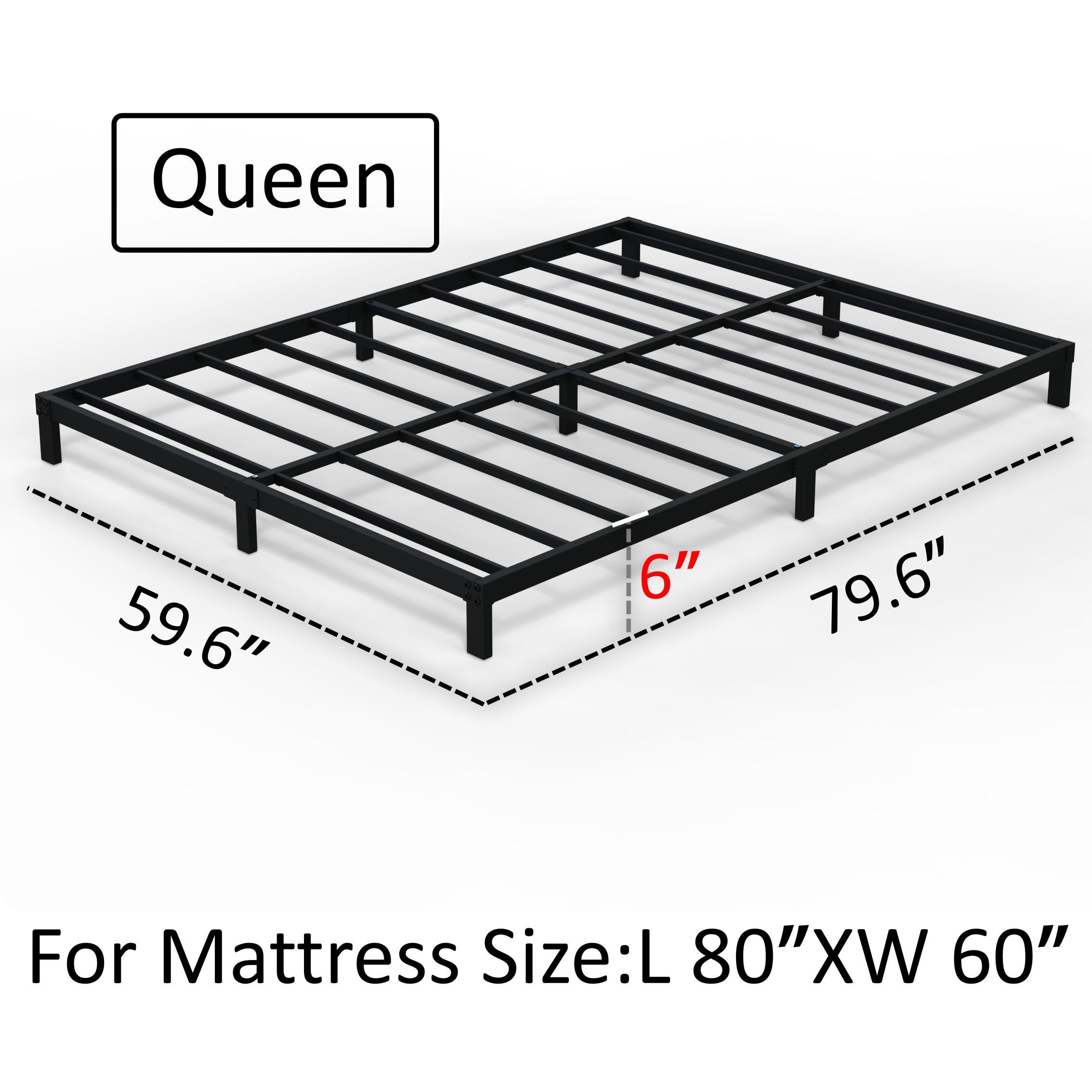 Maenizi 6 inch Low Profile Bed Frames Heavy Duty Metal Platform Bed Frame, Noise Free, Easy Assembly, Black