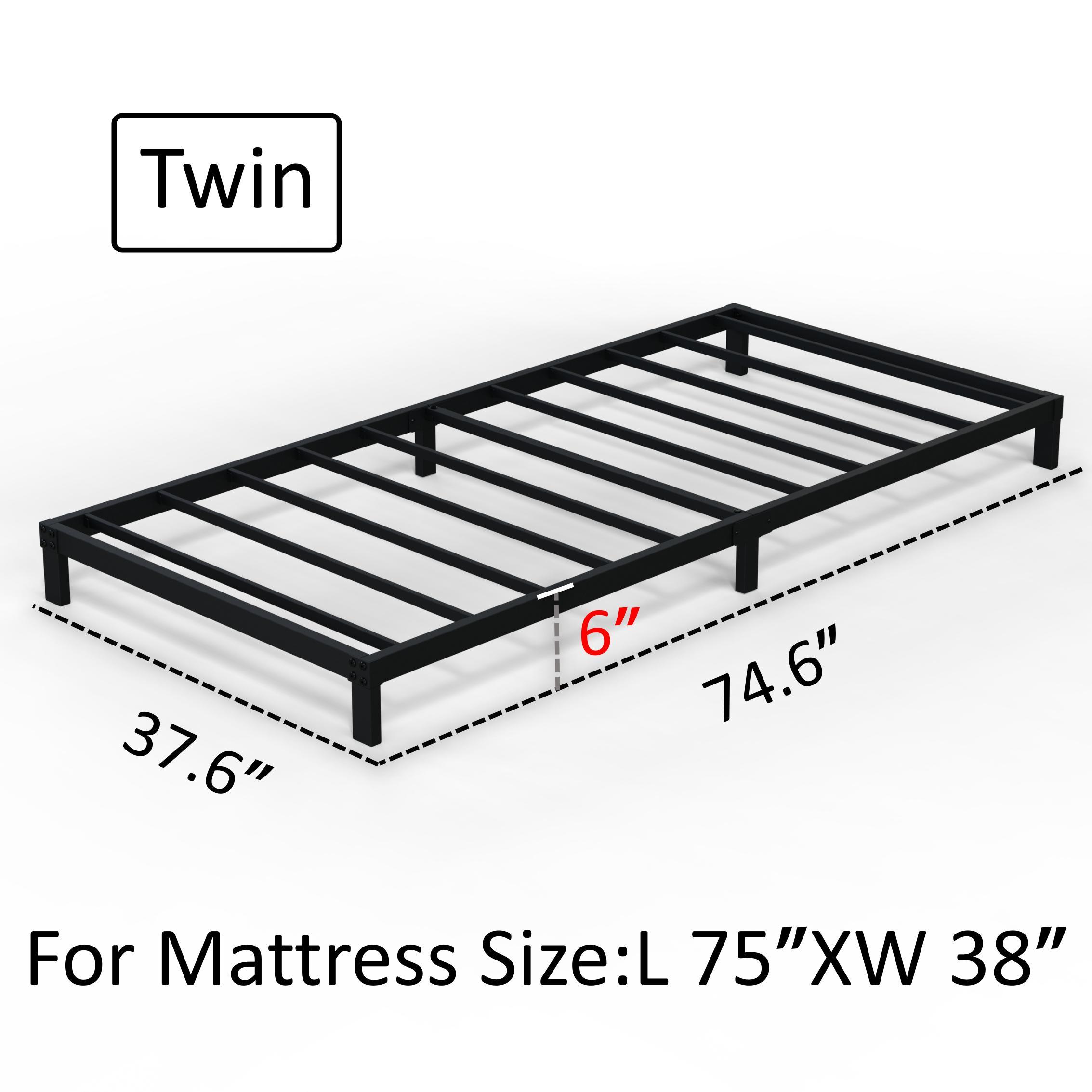 Maenizi 6 inch Low Profile Bed Frames Heavy Duty Metal Platform Bed Frame, Noise Free, Easy Assembly, Black