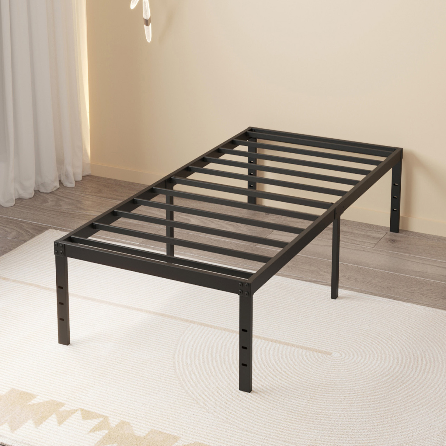 Maenizi Bed Frames No Box Spring Needed, 20 inch Heavy Duty Metal Bed Frame Support Up to 2500 lbs, Easy Assembly, Noise Free, Black