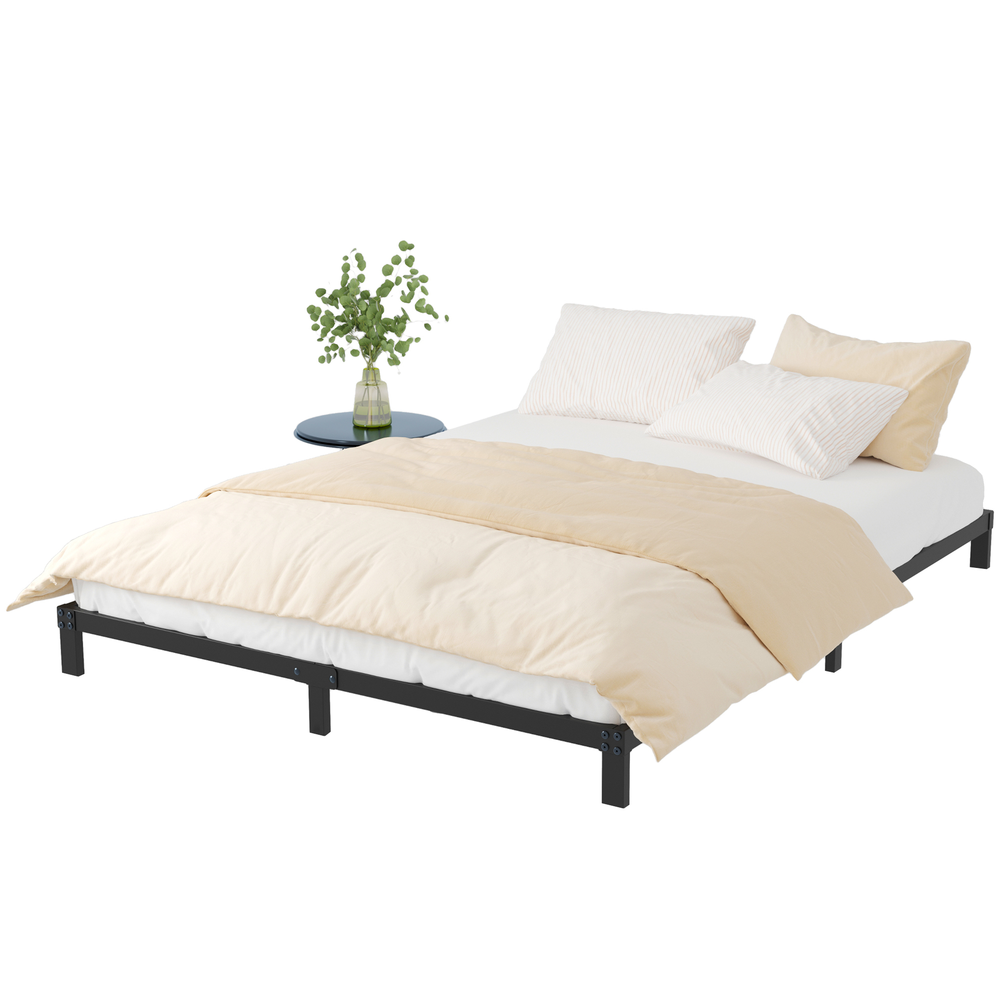Maenizi 6 inch Low Profile Bed Frames Heavy Duty Metal Platform Bed Frame, Noise Free, Easy Assembly, Black
