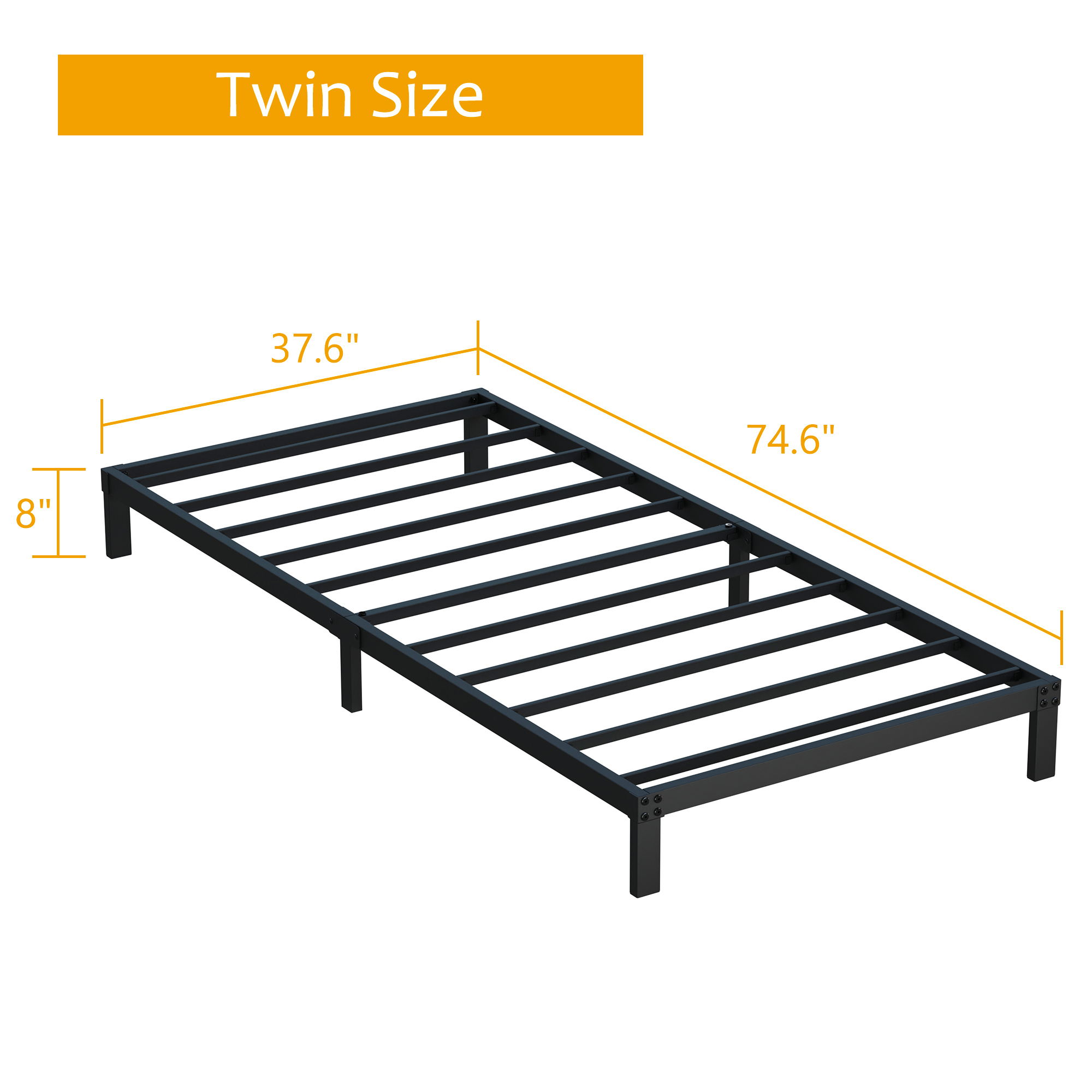 Maenizi 6 inch Low Profile Bed Frames Heavy Duty Metal Twin Platform Bed Frame, Noise Free, Easy Assembly, Black