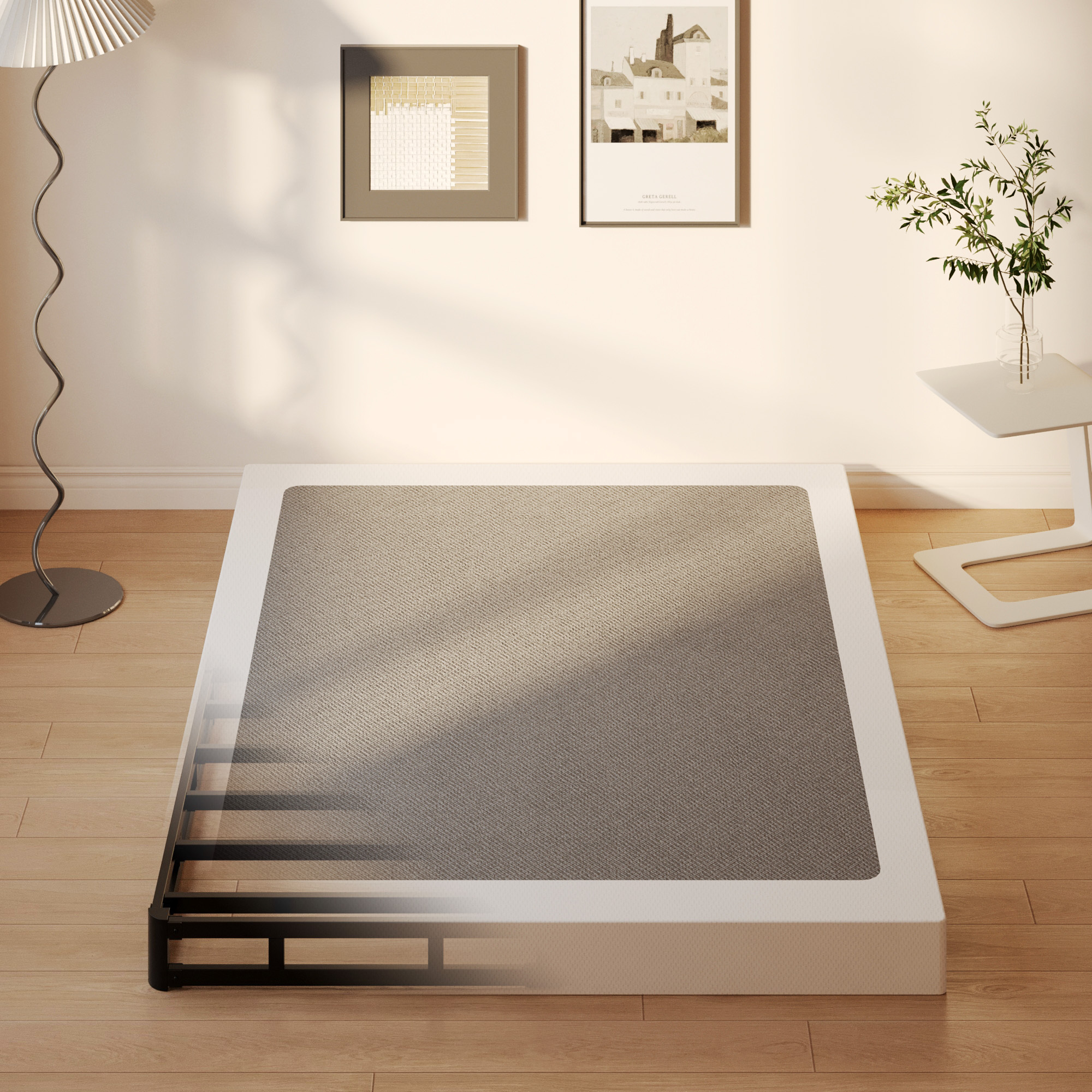 Maenizi 7 Inch Twin Box Spring, Heavy Duty Metal Box Spring Bed Base with Fabric Cover, Mattress Foundation, Easy Assembly, Noise Free, Black