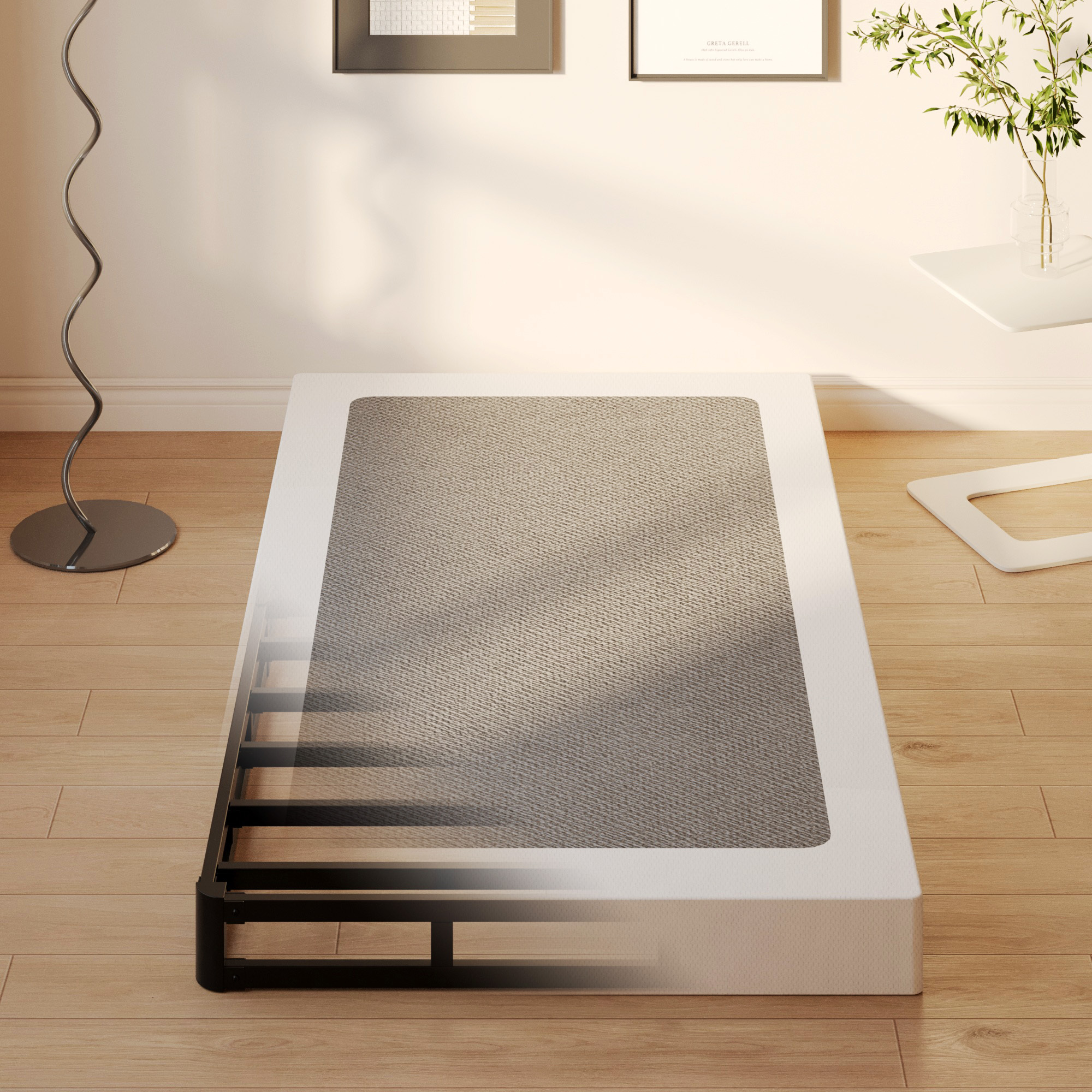 Maenizi 4 inch Box Spring Heavy Duty Metal Mattress Foundation Bed Base with Fabric Cover, Easy Assembly