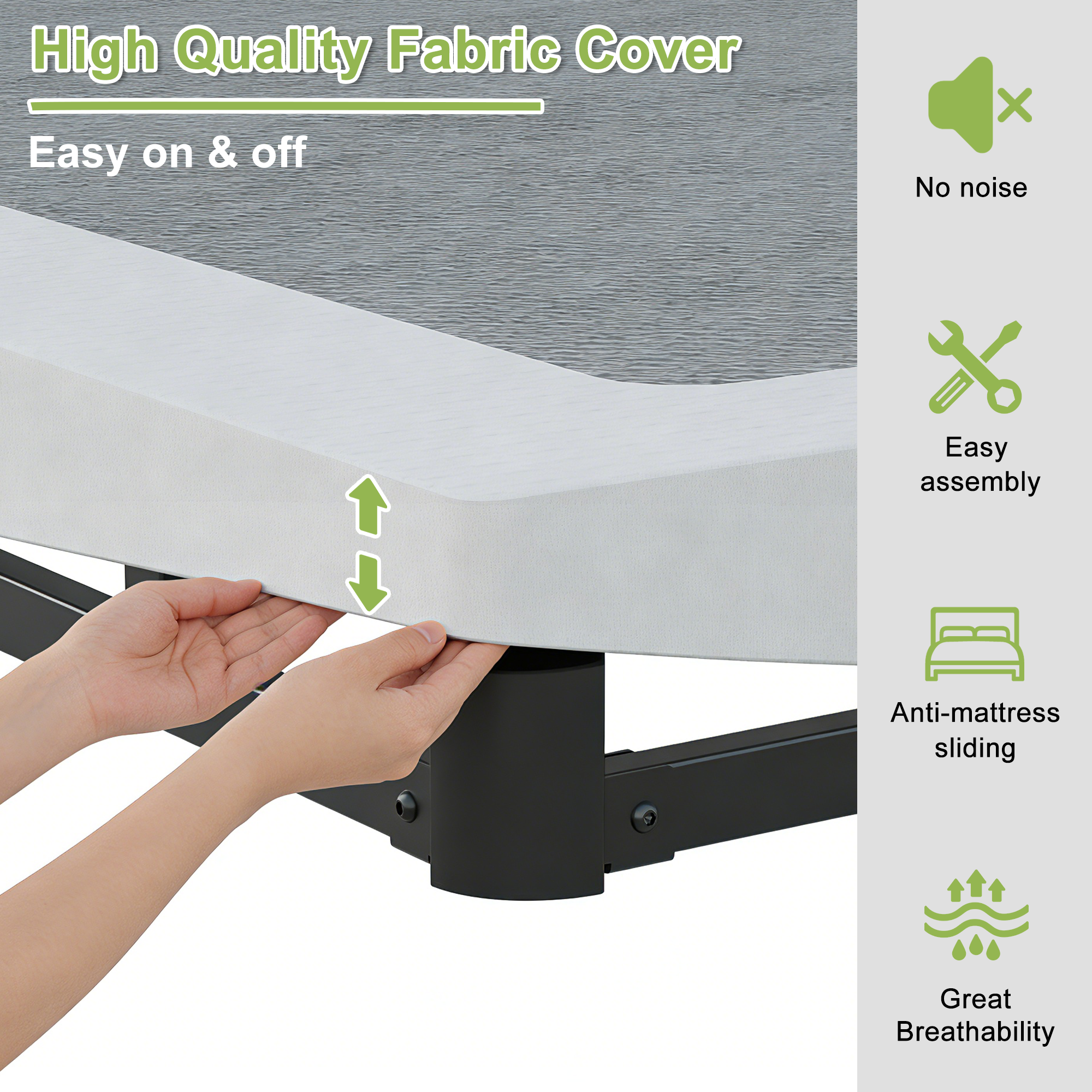 Maenizi 4 inch Box Spring Heavy Duty Metal Mattress Foundation Bed Base with Fabric Cover, Easy Assembly