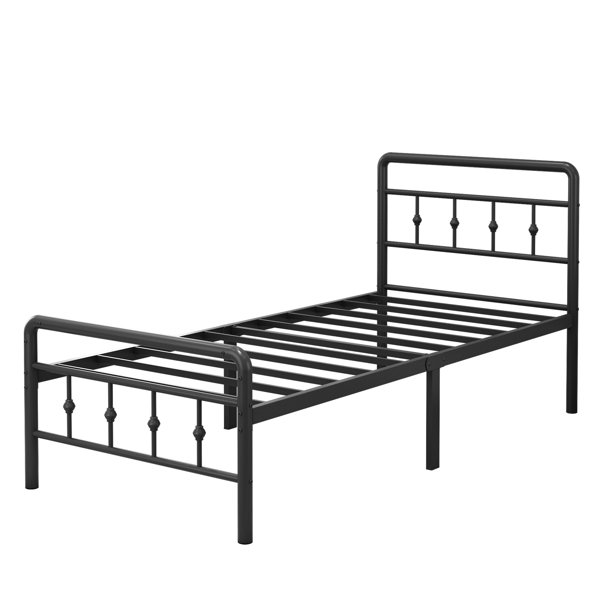 Maenizi 16 inch Bed Frames with Headboard and Footboard, Heavy Duty Metal Platform Bed Frame No Box Spring Needed, Easy Assembly, Under Bed Storage, Noise Free, Black