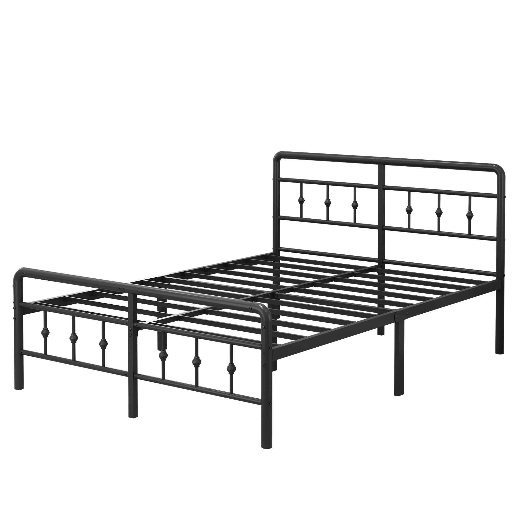 Maenizi 16 inch Bed Frames with Headboard and Footboard, Heavy Duty Metal Platform Bed Frame No Box Spring Needed, Easy Assembly, Under Bed Storage, Noise Free, Black