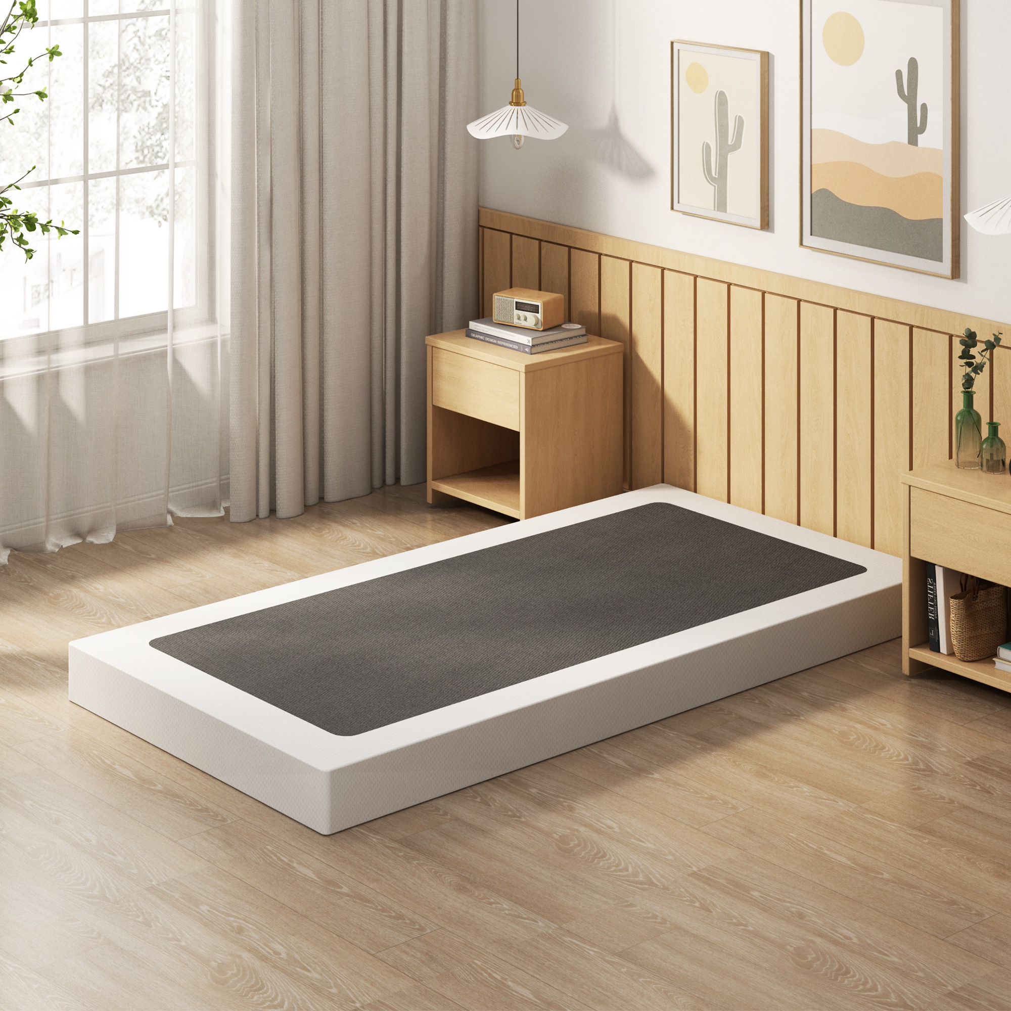 Maenizi 5 inch Low Profile Box Spring, Heavy Duty Metal with Fabric Cover, Easy Assembly, Noise Free, Black