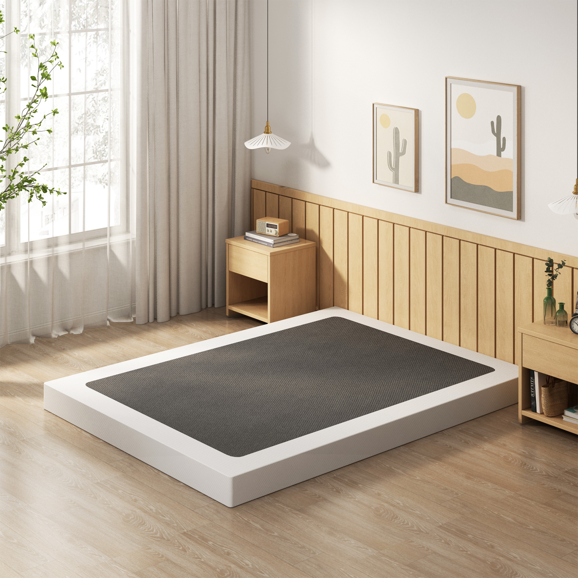 Maenizi 5 inch Low Profile Box Spring, Heavy Duty Metal with Fabric Cover, Easy Assembly, Noise Free, Black