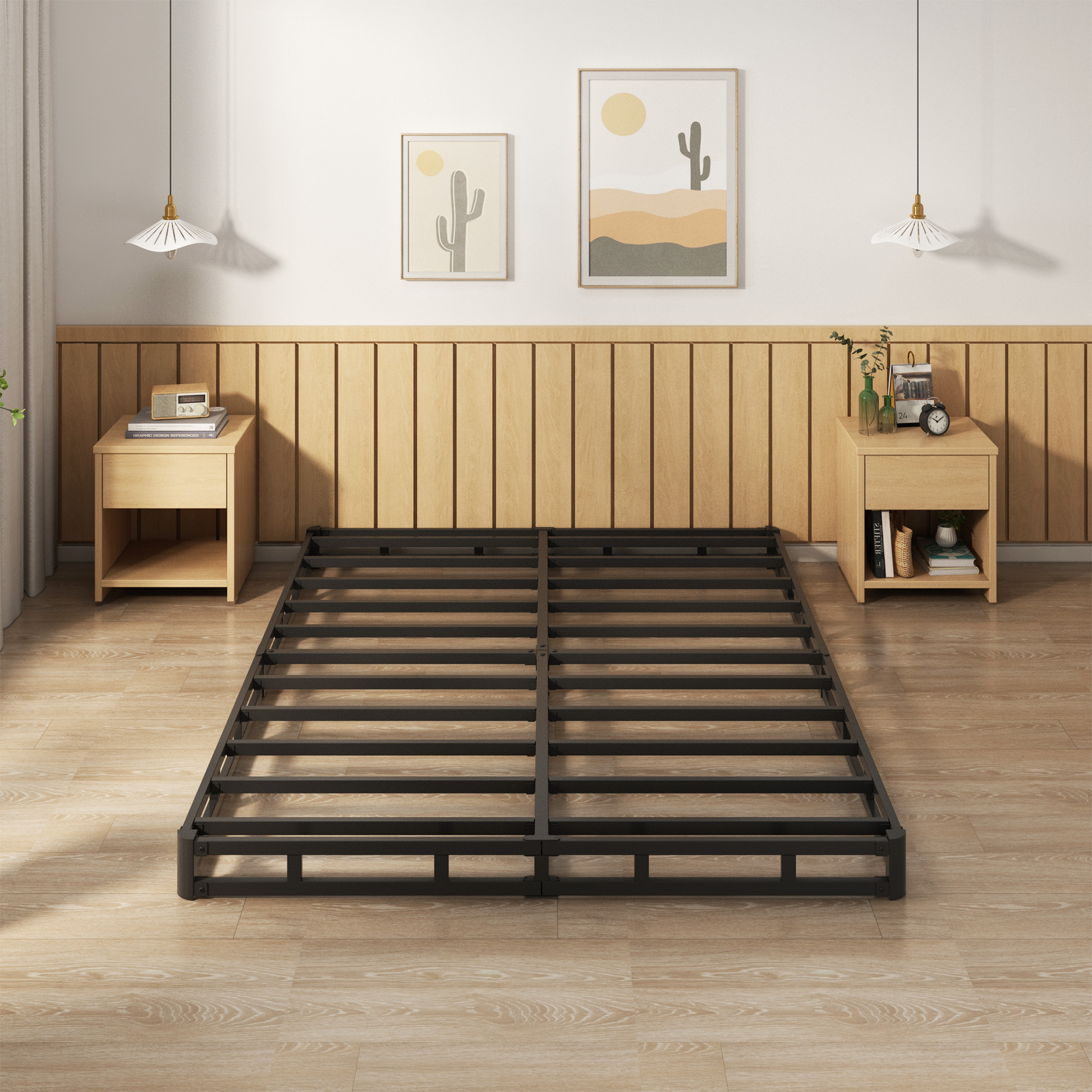 Maenizi 5 inch Low Profile Box Spring, Heavy Duty Metal with Fabric Cover, Easy Assembly, Noise Free, Black