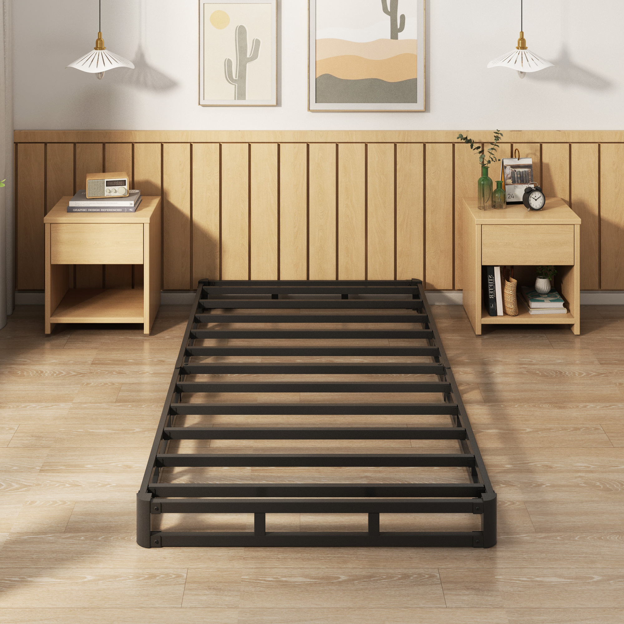 Maenizi 5 inch Low Profile Box Spring, Heavy Duty Metal with Fabric Cover, Easy Assembly, Noise Free, Black