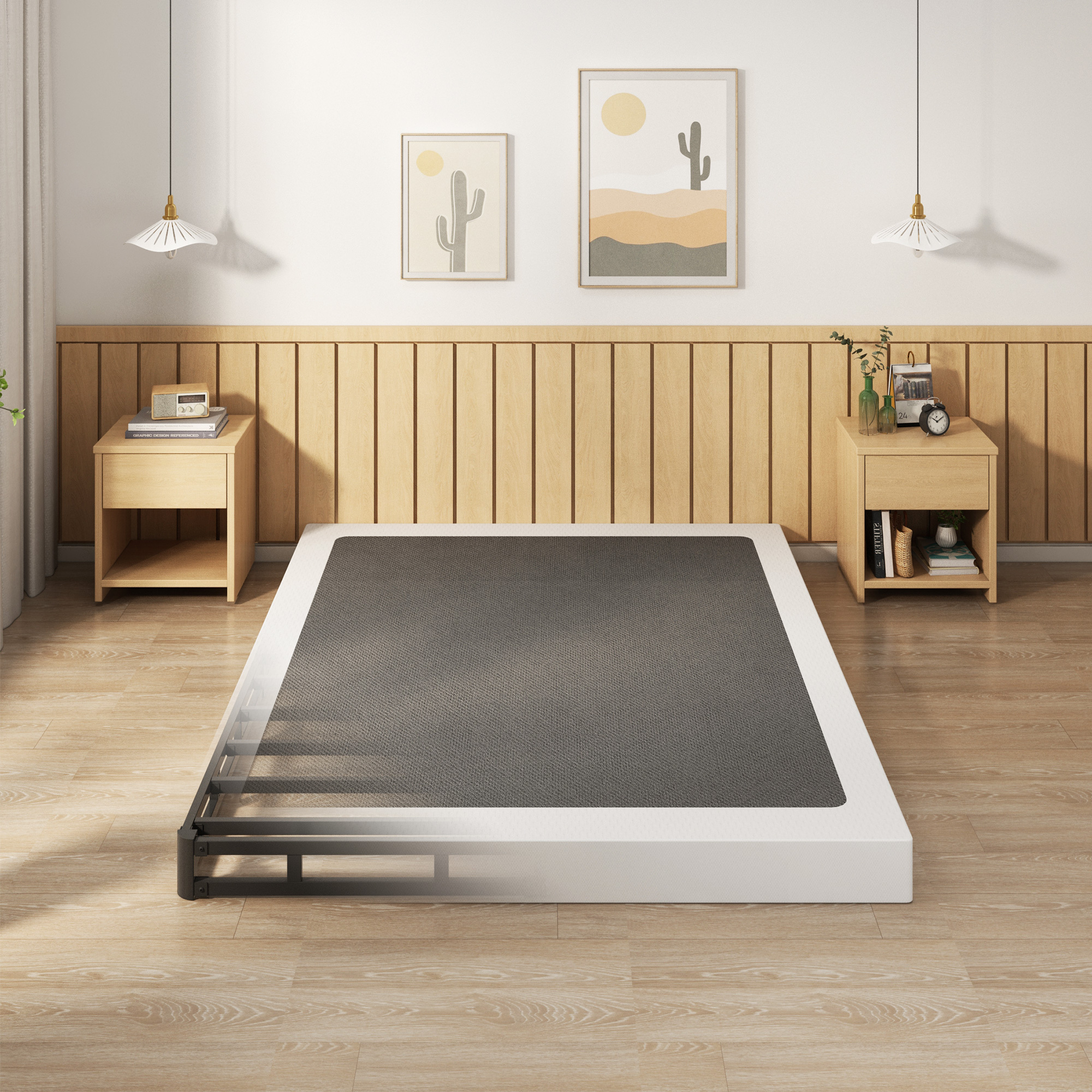 Maenizi 5 inch Low Profile Box Spring, Heavy Duty Metal with Fabric Cover, Easy Assembly, Noise Free, Black