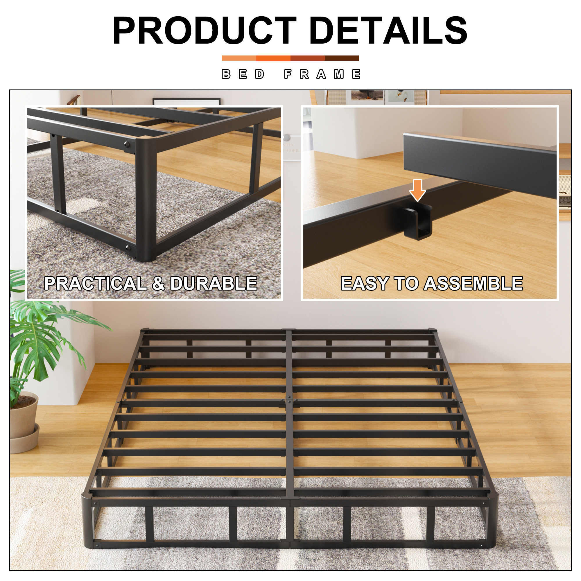 Maenizi 7 inch Box Spring Heavy Duty Metal Mattress Foundation Bed Base with Fabric Cover, Easy Assembly
